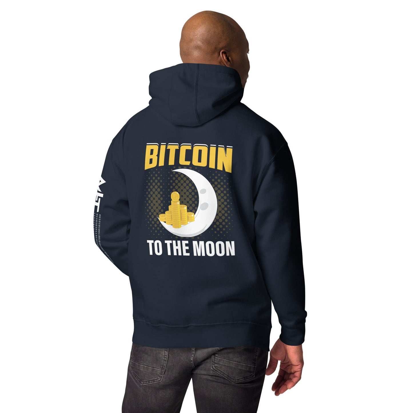 Bitcoin to the moon - Unisex Hoodie (back print) by DarkByteGear