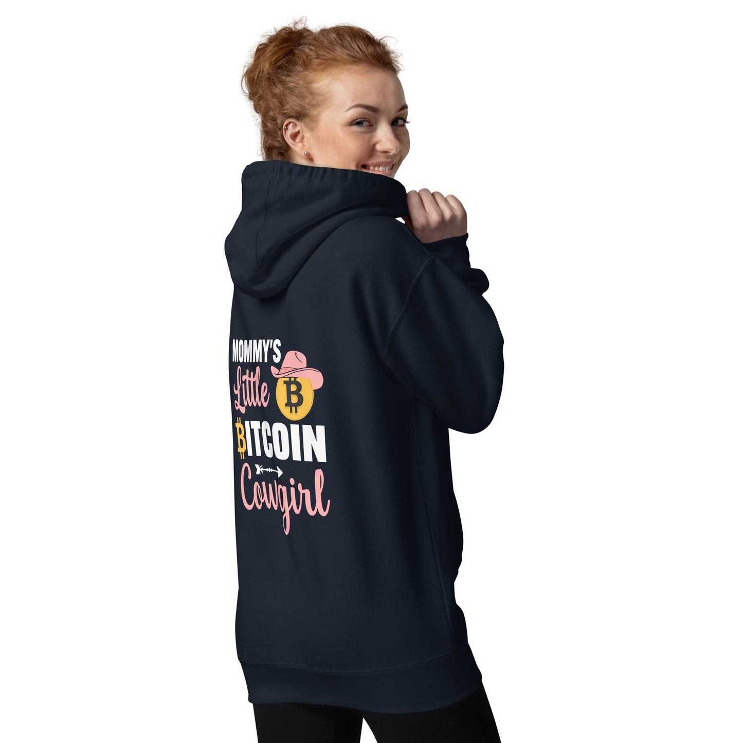 Mommy's little bitcoin cowgirl Unisex Hoodie ( Back Print ) by DarkByteGear