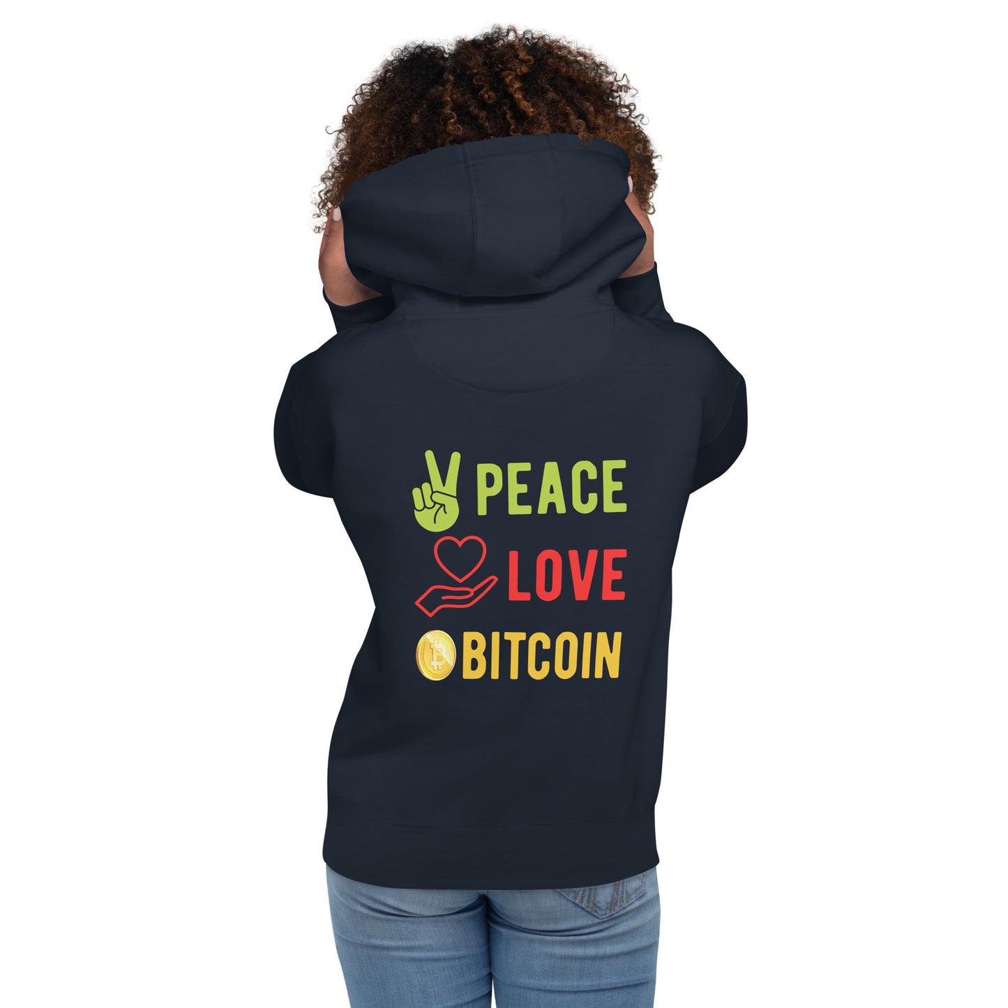 Peace Love Bitcoin Unisex Hoodie by DarkByteGear