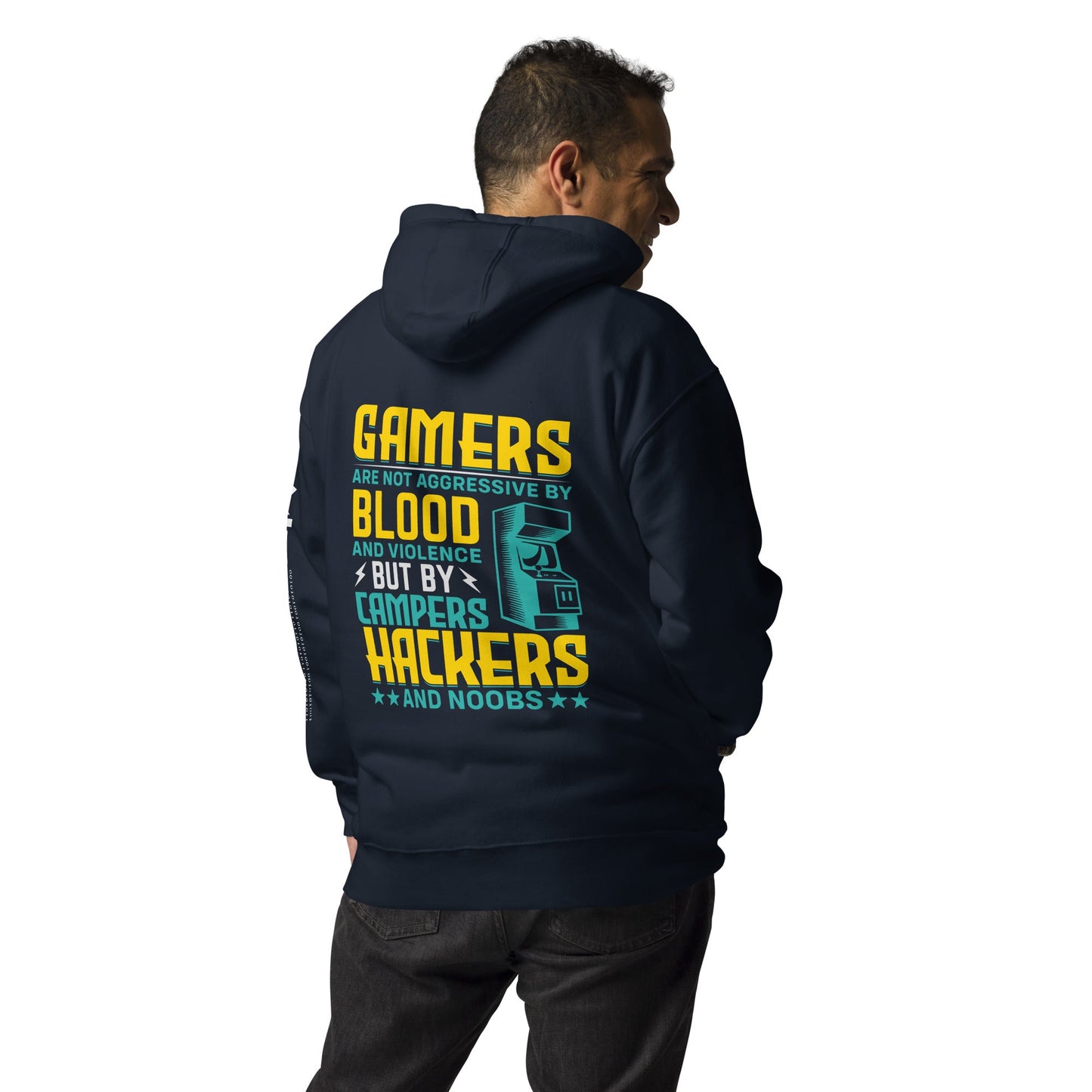 Gamers are not Aggressive by Blood and Violence ( rasel ) - Unisex Hoodie ( Back Print ) by DarkByteGear
