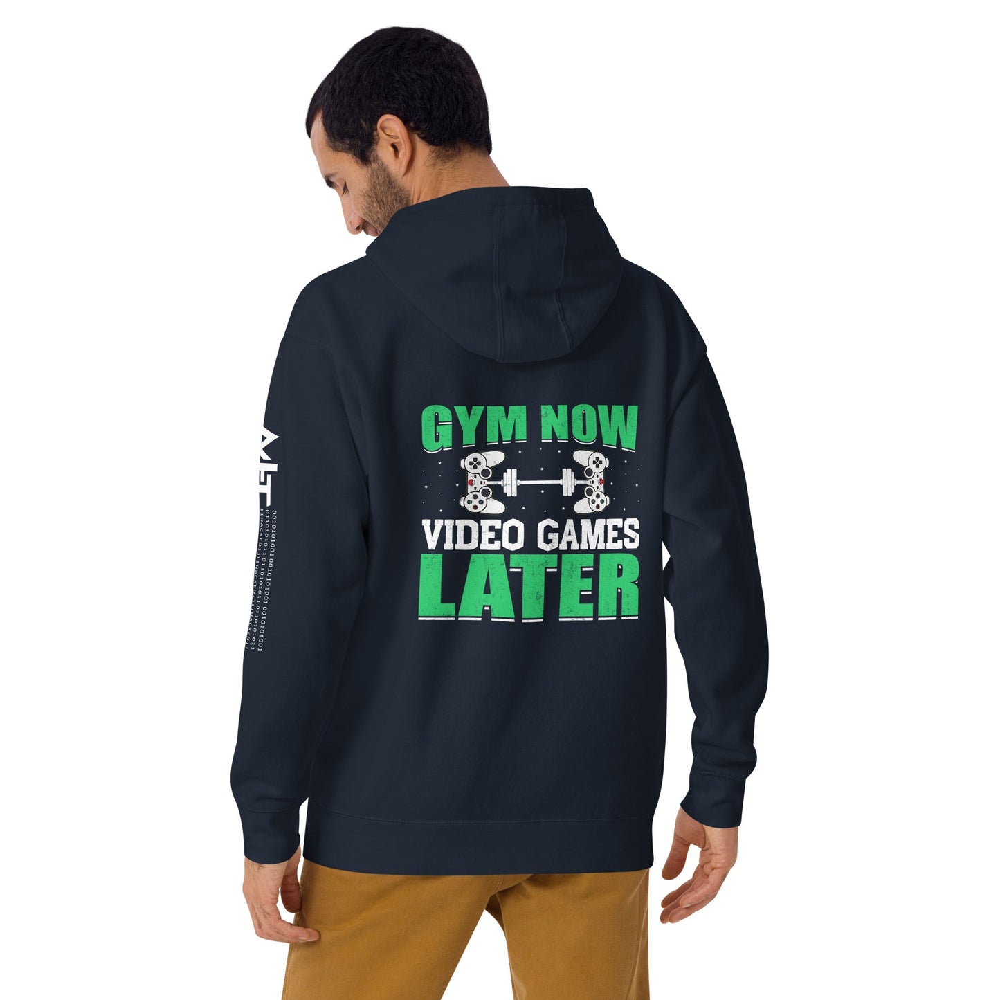 Gym now, Video Games Later - Unisex Hoodie ( Back Print ) by DarkByteGear