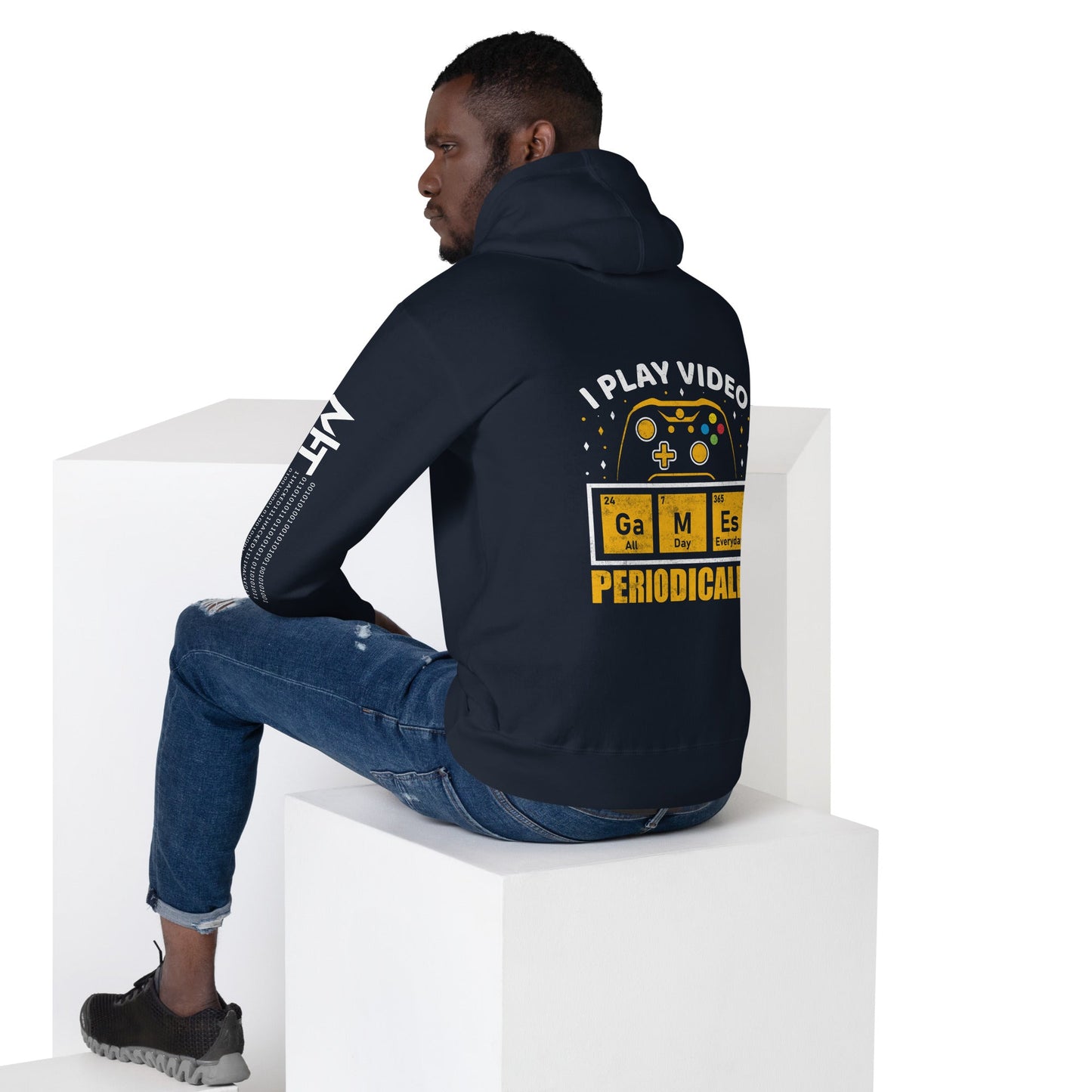 I Play Videogames Periodically - Unisex Hoodie ( Back Print ) by DarkByteGear
