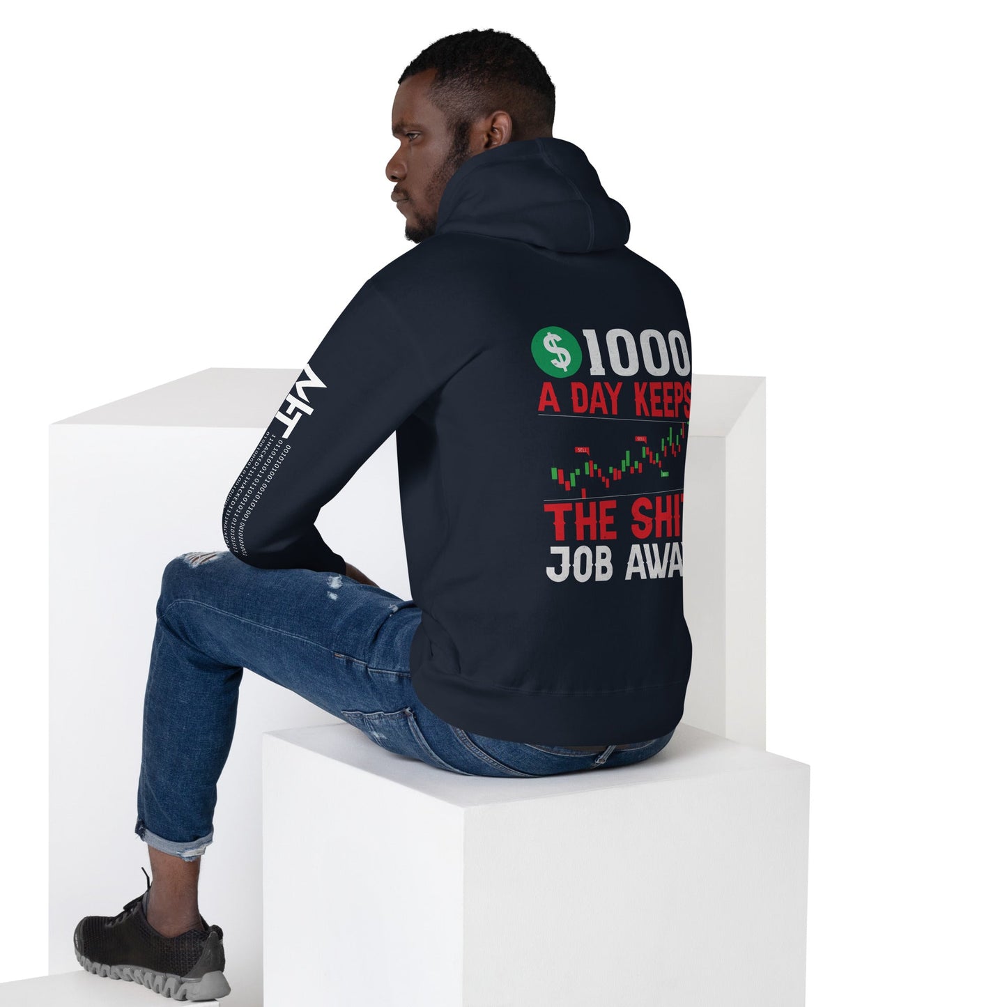 1000 A Day Keeps the Shit Job Away - Unisex Hoodie ( Back Print ) by DarkByteGear