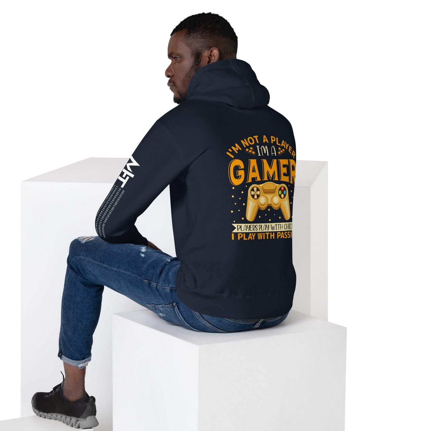 I am not a Player, I am a Gamer; Player plays with Chicks, I play with Passion - Unisex Hoodie ( Back Print ) by DarkByteGear