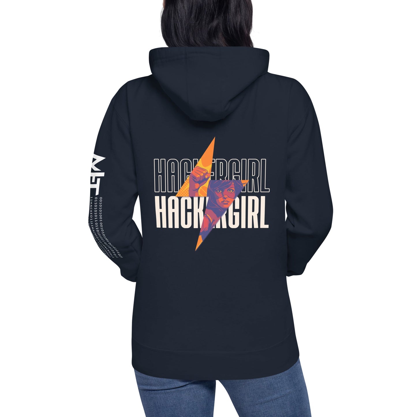 Hacker Girl V1 - Unisex Hoodie ( Back Print ) by DarkByteGear