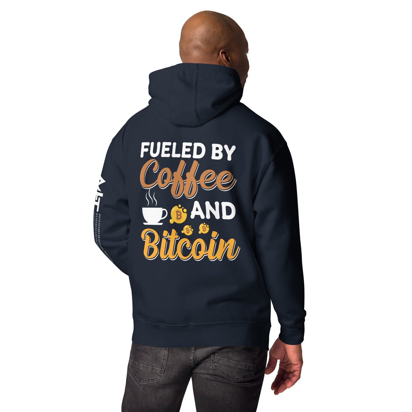 Fueled by Coffee and Bitcoin V1 - Unisex Hoodie ( Back Print ) by DarkByteGear