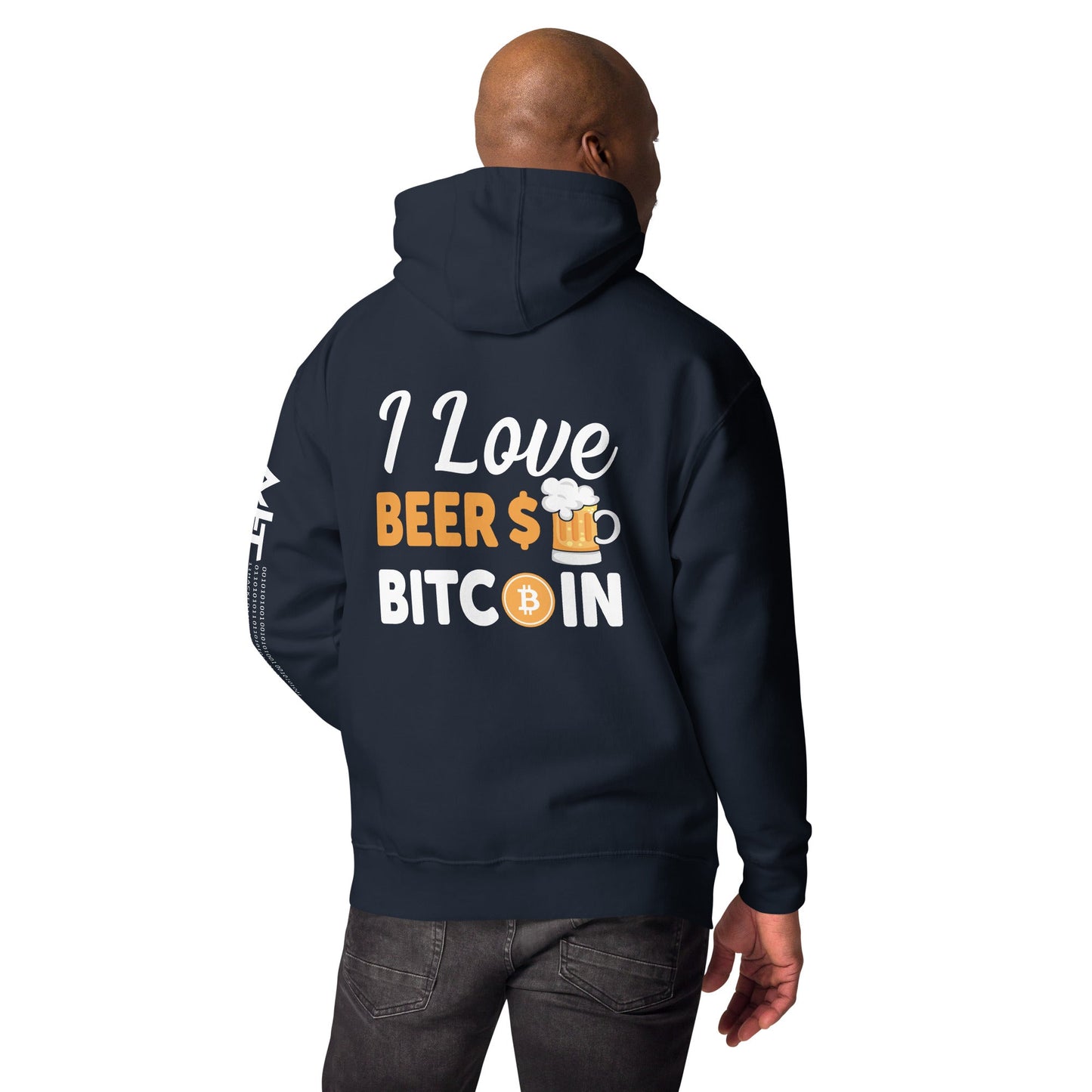 I Love Beer and Bitcoin Unisex Hoodie ( Back Print ) by DarkByteGear