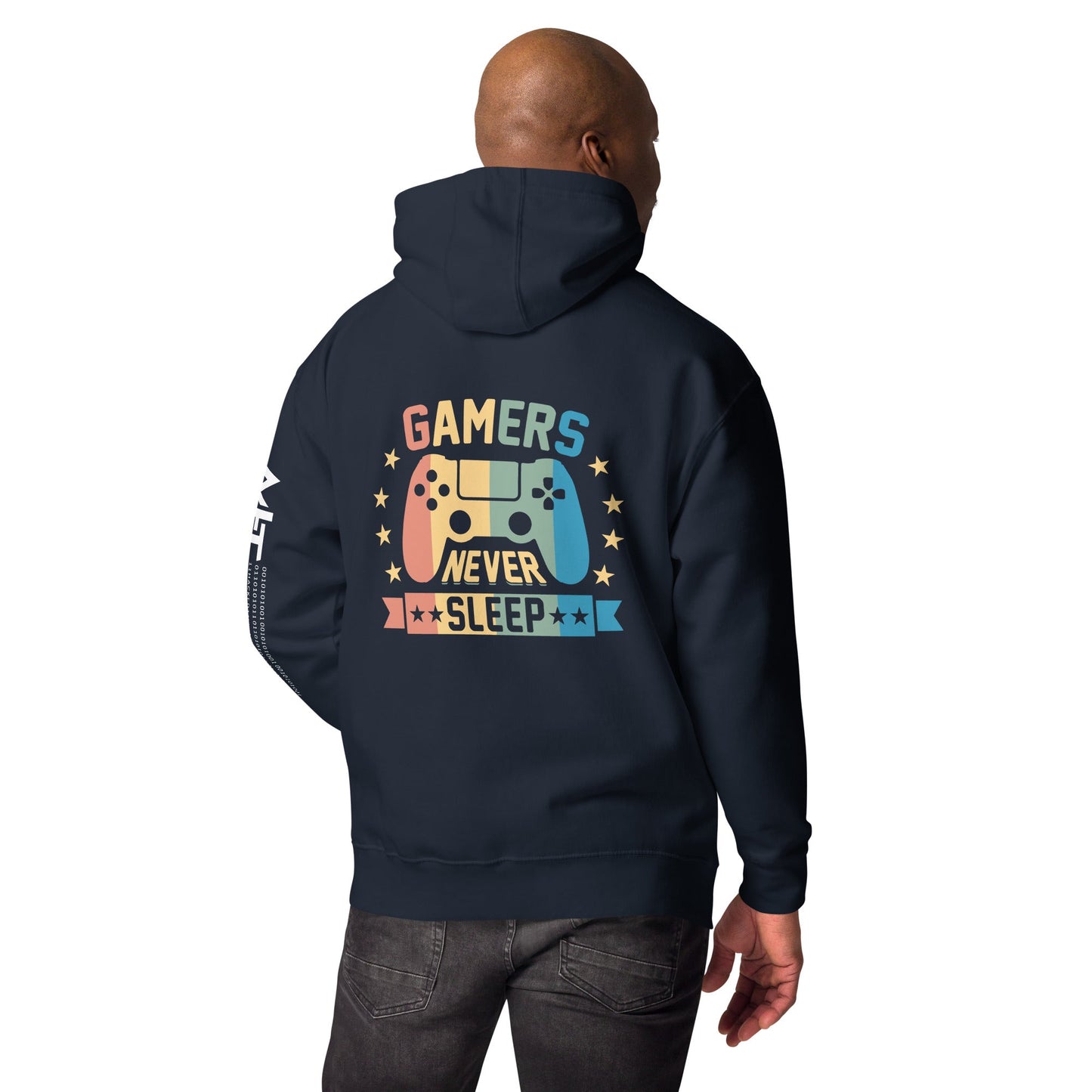 Gamers never sleep - Unisex Hoodie ( Back Print ) by DarkByteGear