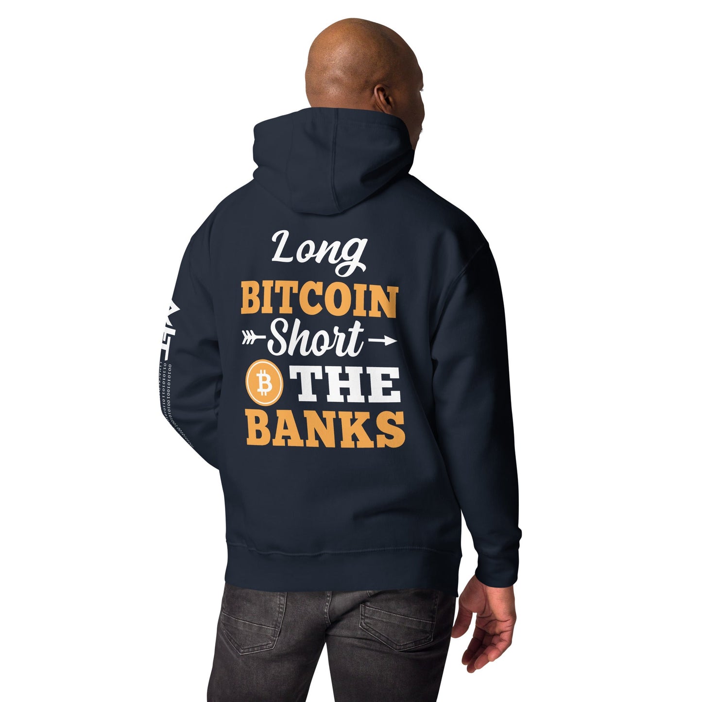 Long Big Coin, Short the Banks - Unisex Hoodie ( Back Print ) by DarkByteGear