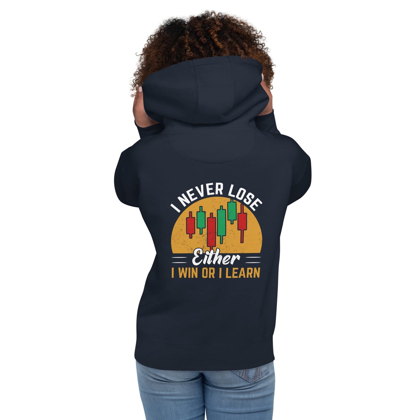 I never Lose: Either I win or I learn V1 - Unisex Hoodie ( Back Print ) by DarkByteGear