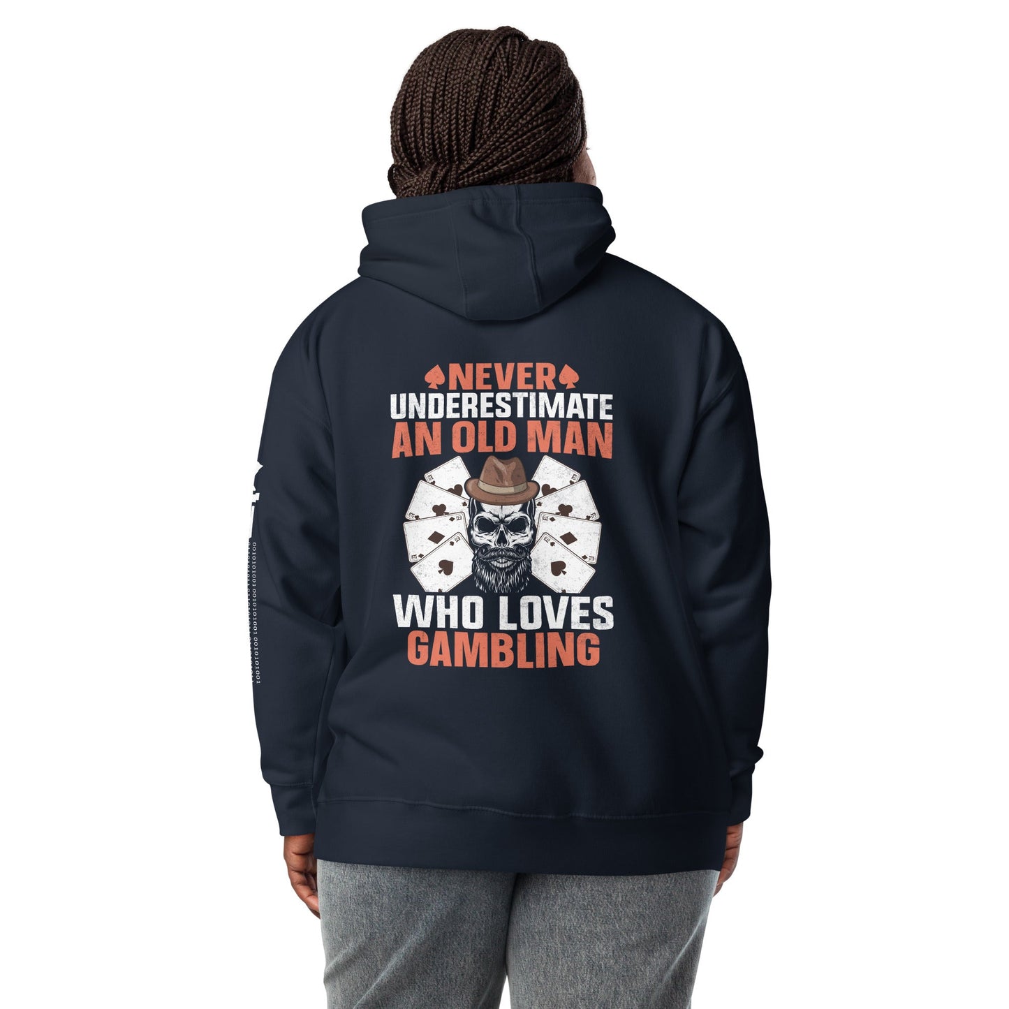 Never Underestimate an old man who Loves gambling - Unisex Hoodie ( Back Print ) by DarkByteGear