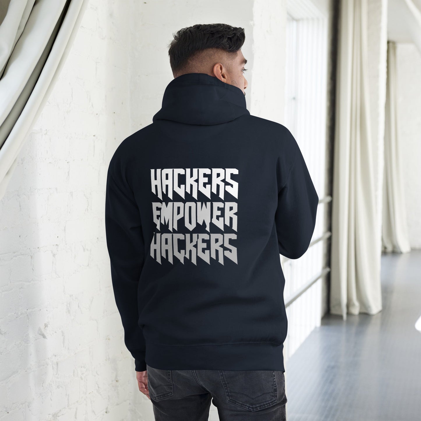 Hackers Empower Hackers V4 - Unisex Hoodie ( Back Print ) by DarkByteGear