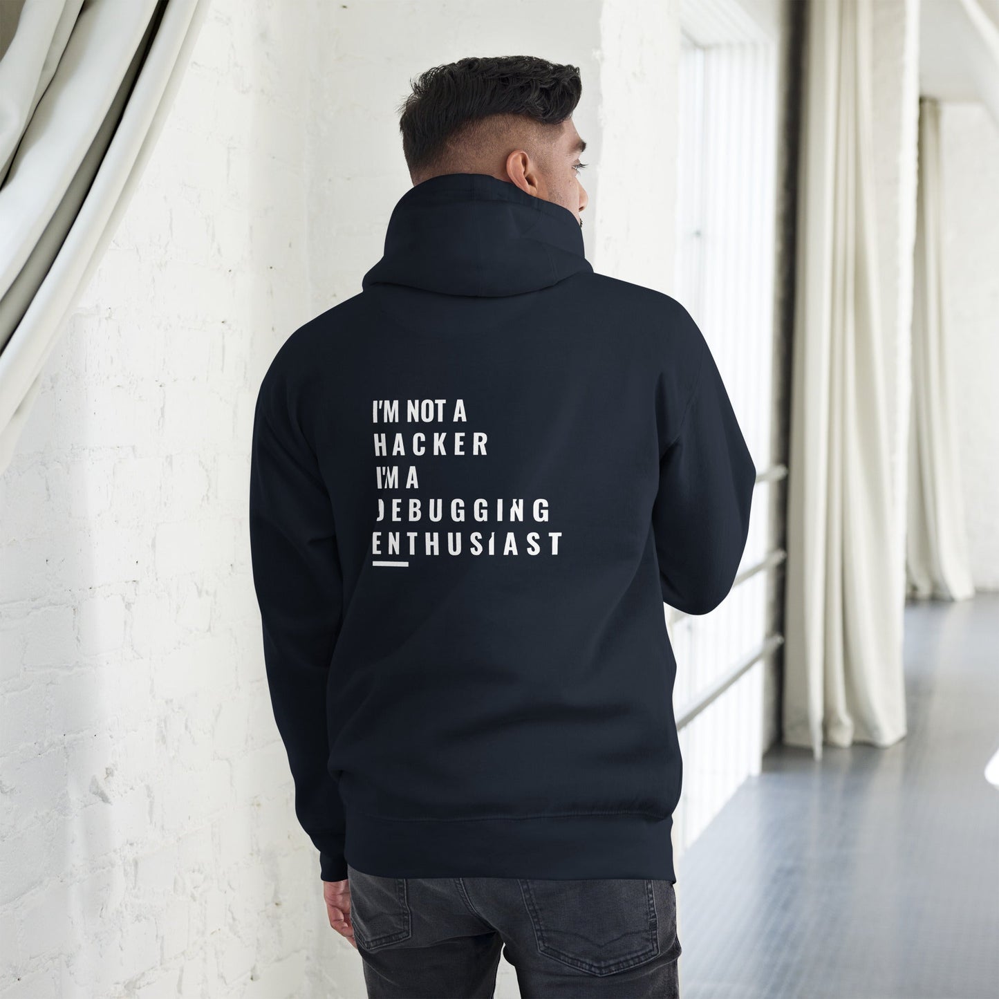 I'm not a Hacker: I'm a Debugging Enthusiast - Unisex Hoodie ( Back Print ) by DarkByteGear
