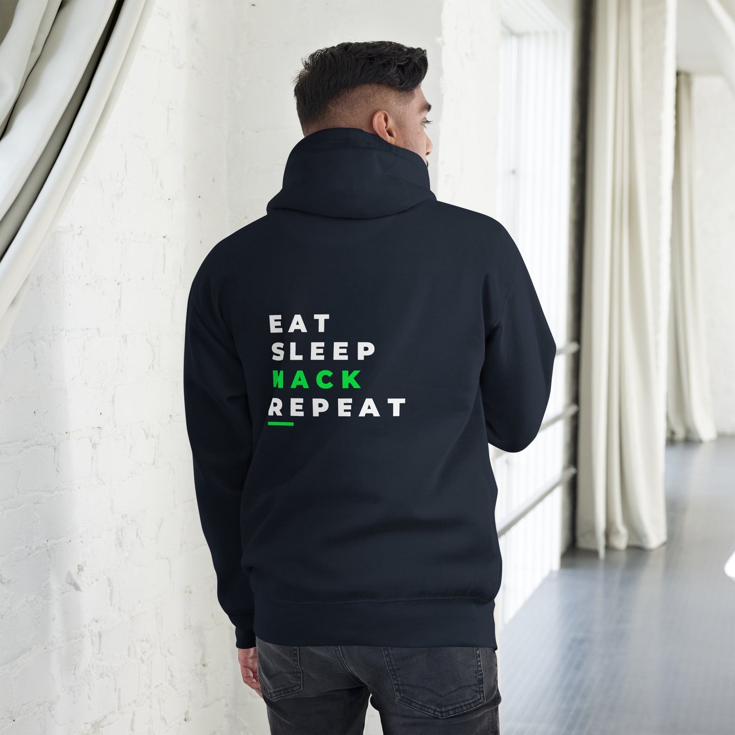 Eat, Sleep, Hack, Repeat V2 - Unisex Hoodie ( Back Print ) by DarkByteGear