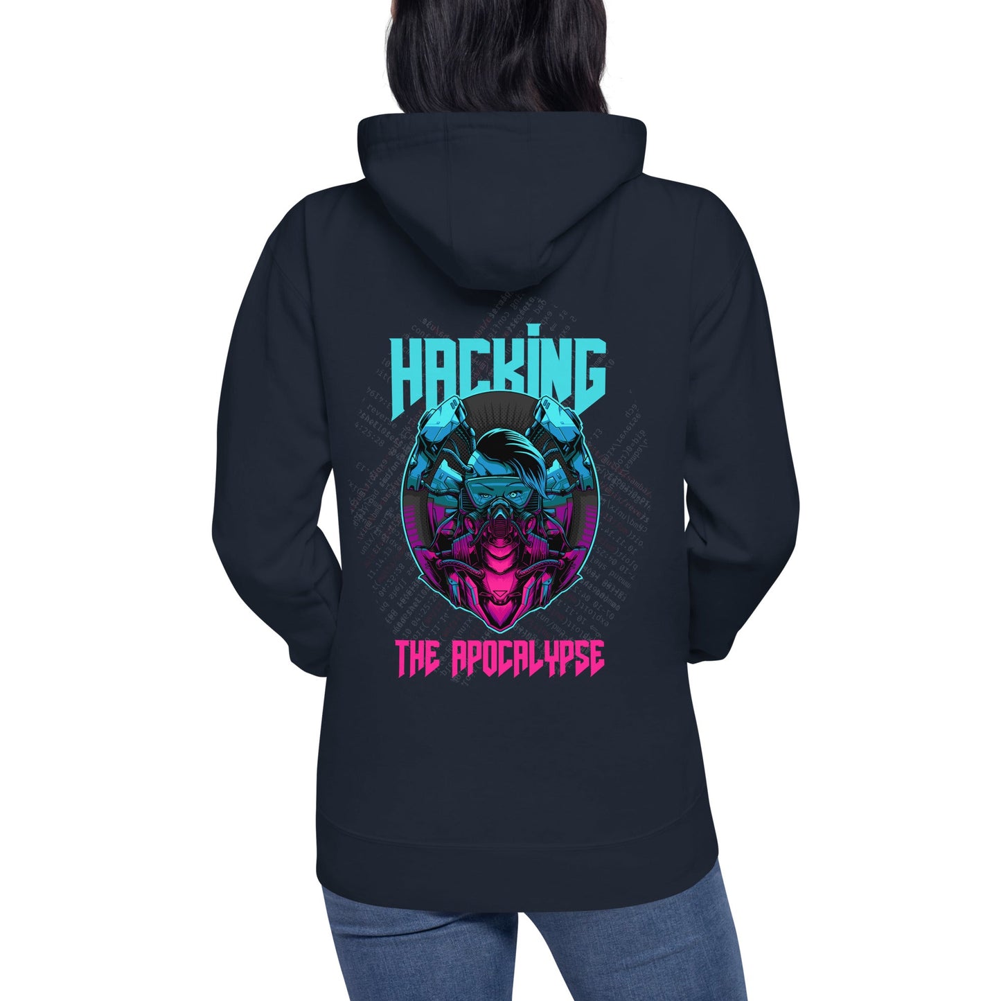 Hacking the apocalypse V2 - Unisex Hoodie ( Back Print ) by DarkByteGear