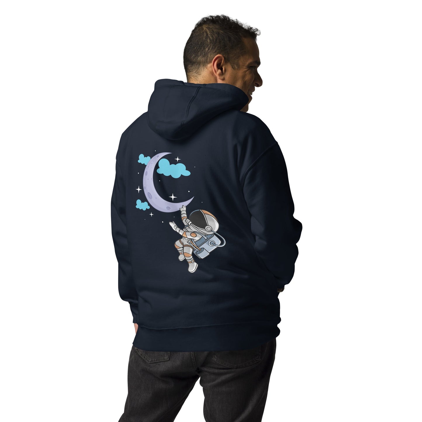 Full Moon Astronaut - Unisex Hoodie ( Back Print ) by DarkByteGear