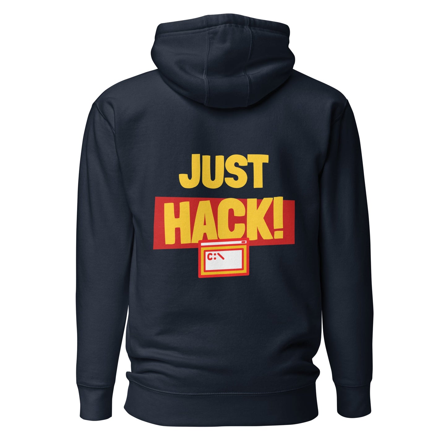 Just Hack (Yellow Text) - Unisex Hoodie ( Back Print ) by DarkByteGear