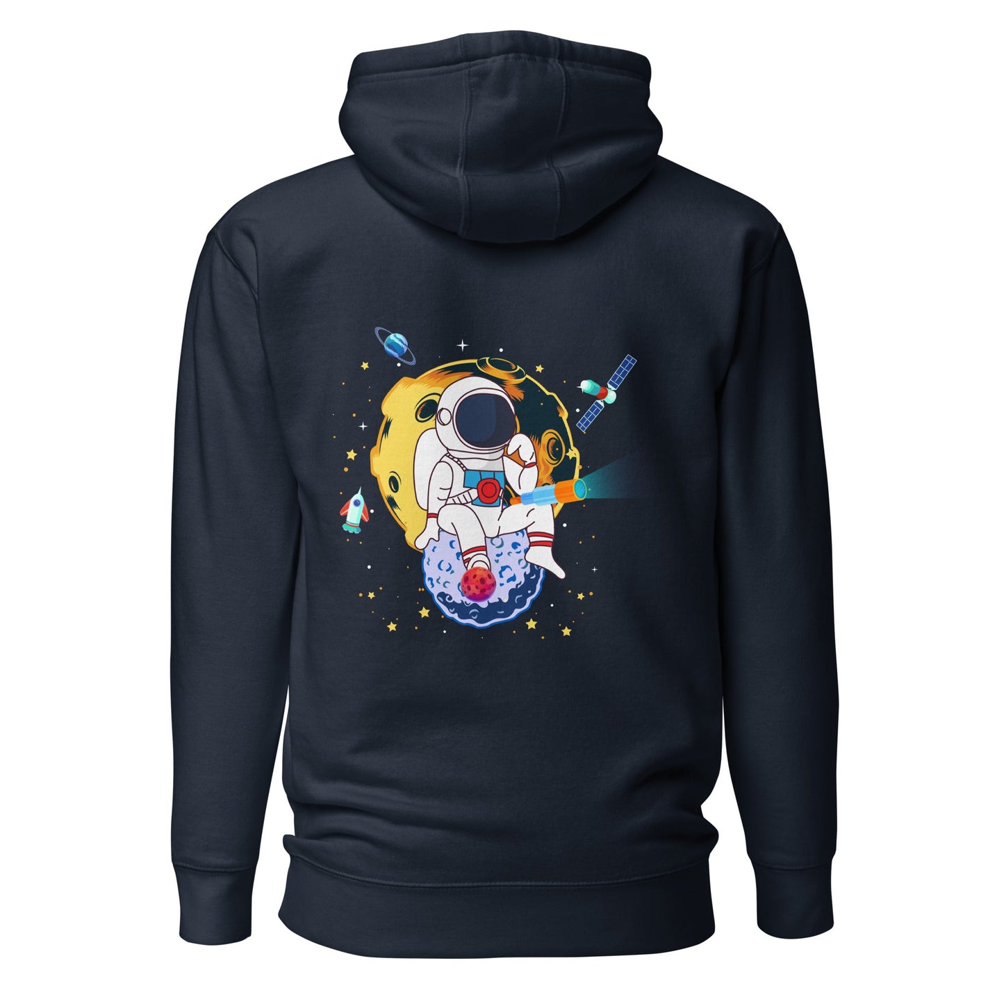 Astranaut catching stars - Unisex Hoodie ( Back Print ) by DarkByteGear