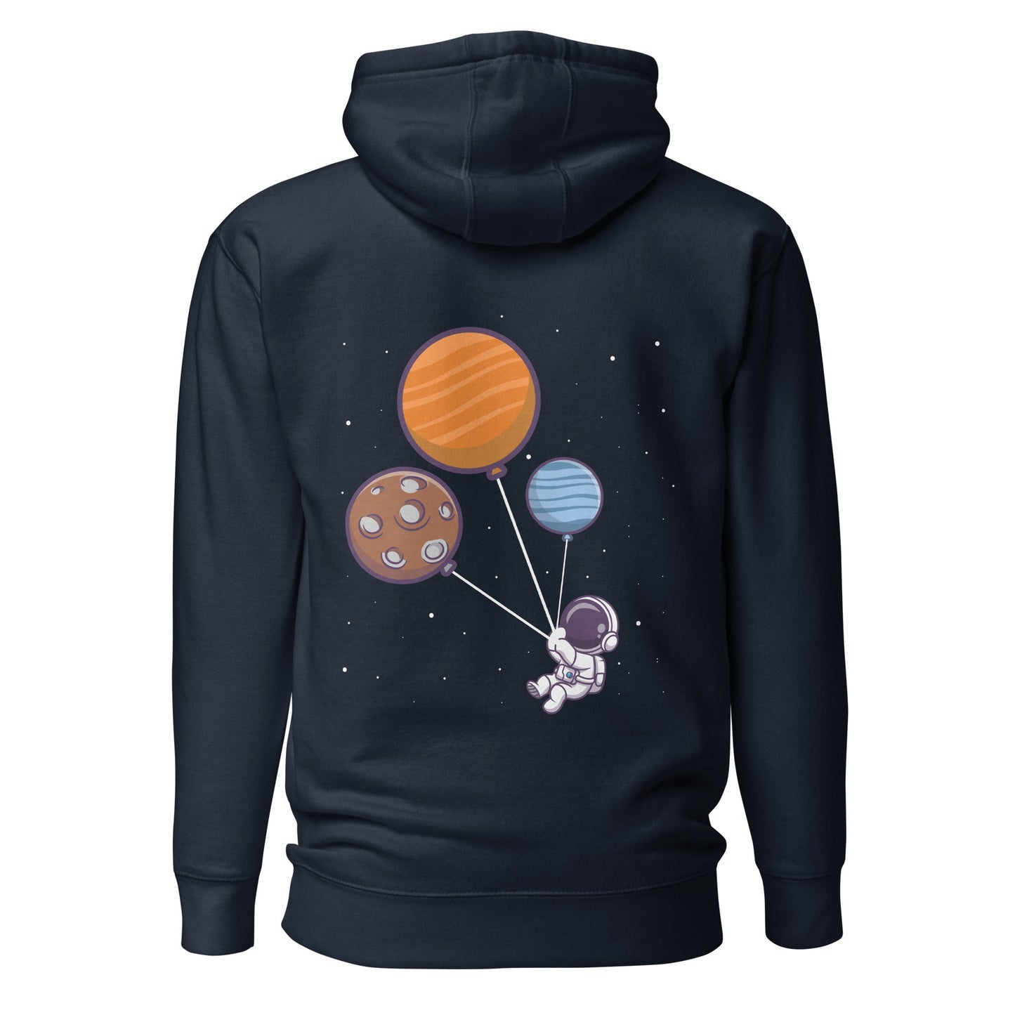 Astronaut with Balloons in Space - Unisex Hoodie ( Back Print ) by DarkByteGear