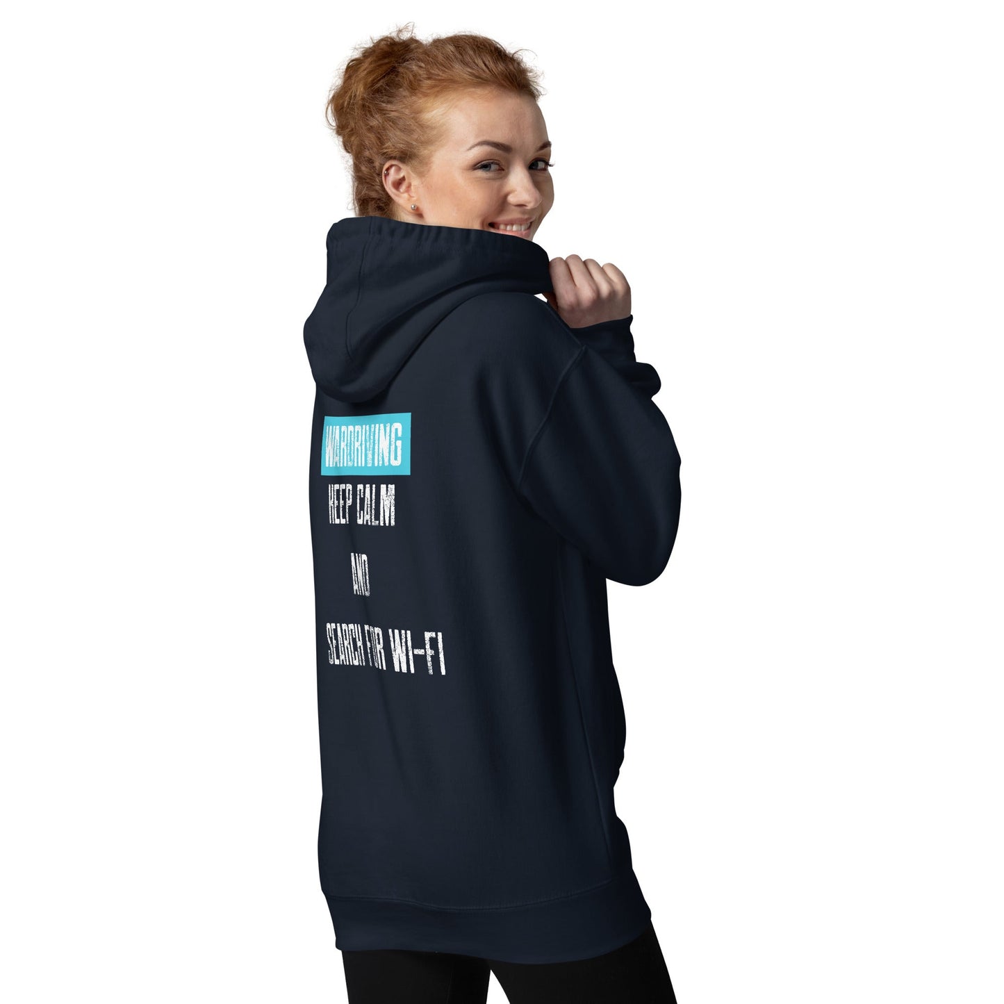 Wardriving Keep calm and search for Wi-Fi - Unisex Hoodie (back print) by DarkByteGear