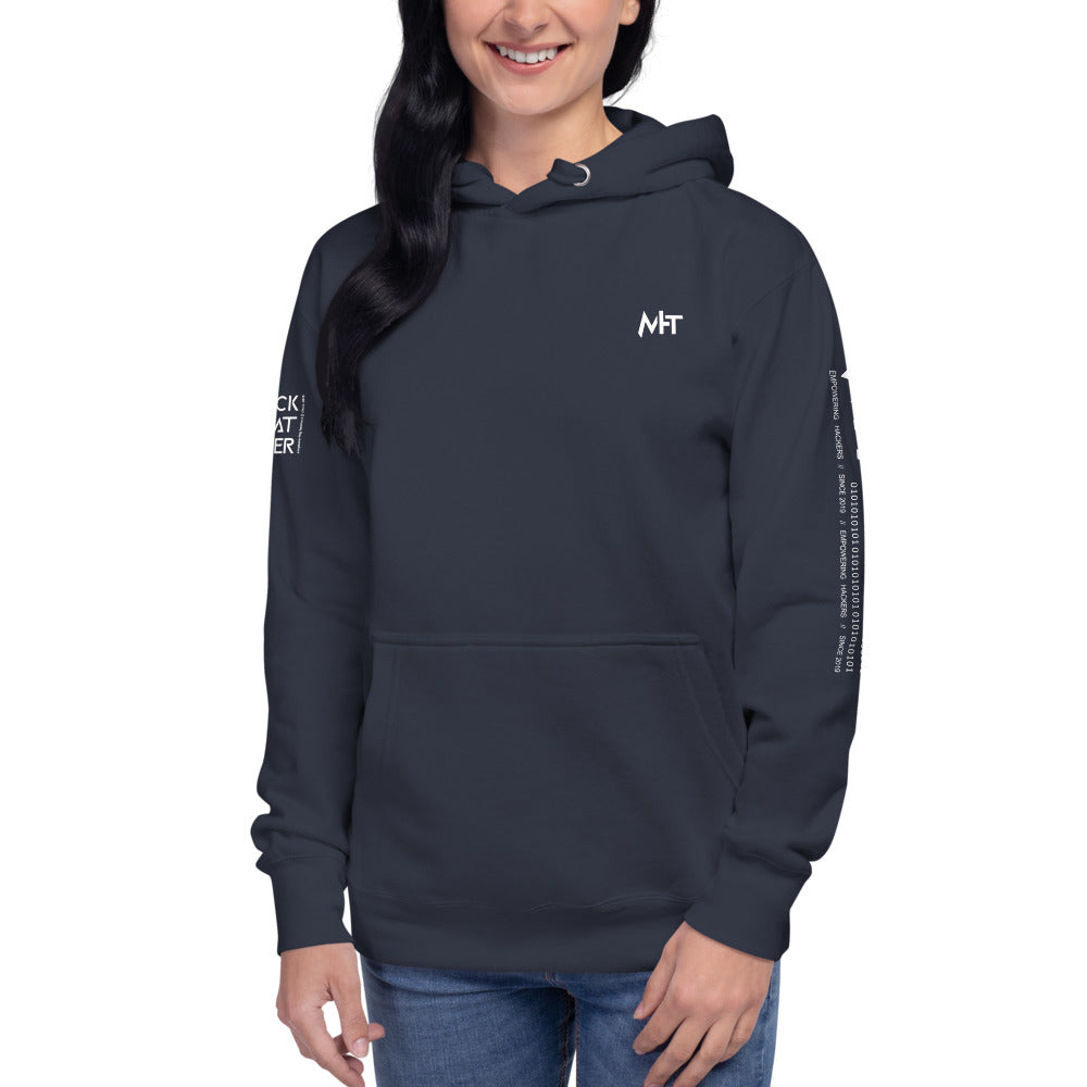 Black Hat Hacker - Unisex Hoodie (back print) by DarkByteGear