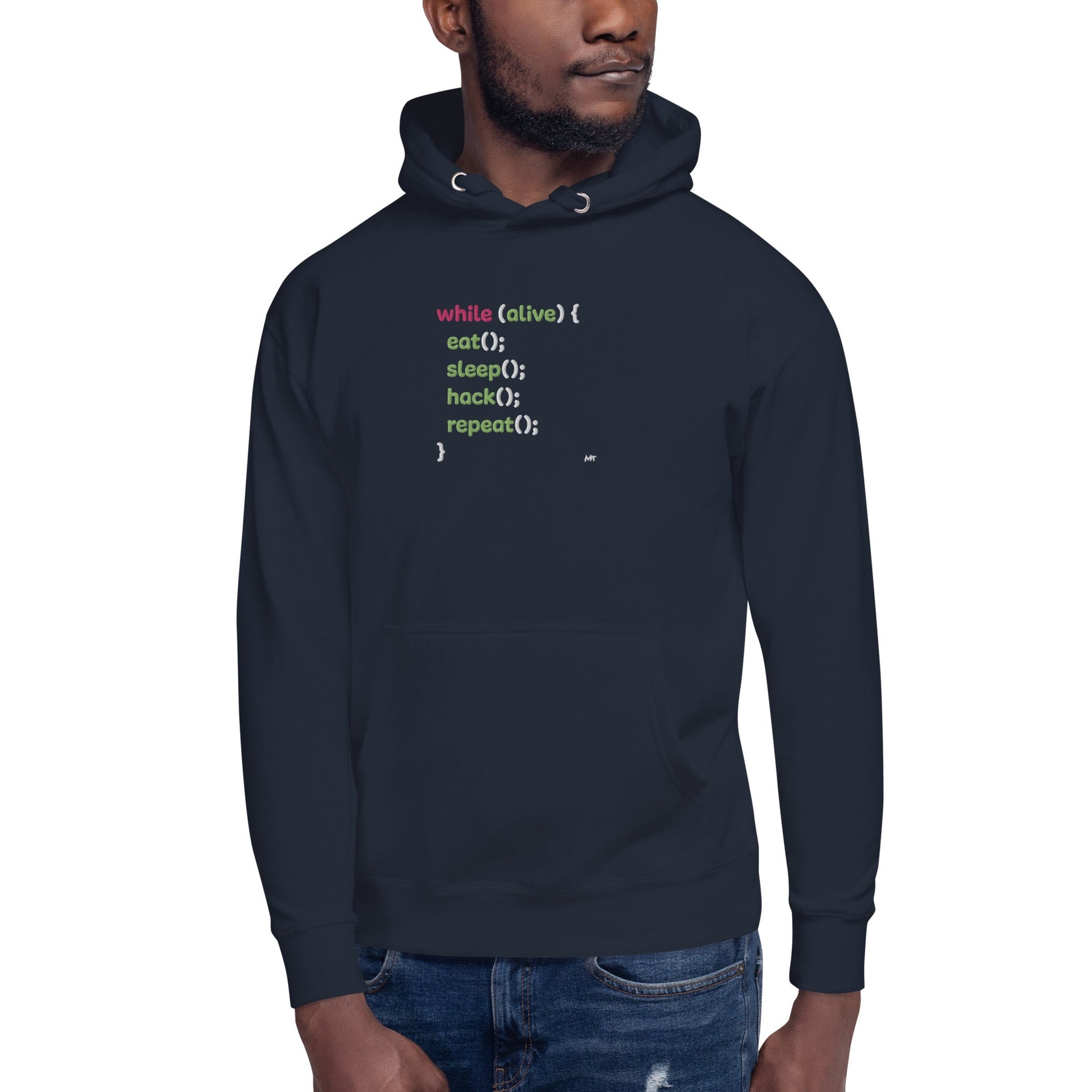 Eat sleep hack repeat - Unisex Hoodie (embroidered) by DarkByteGear