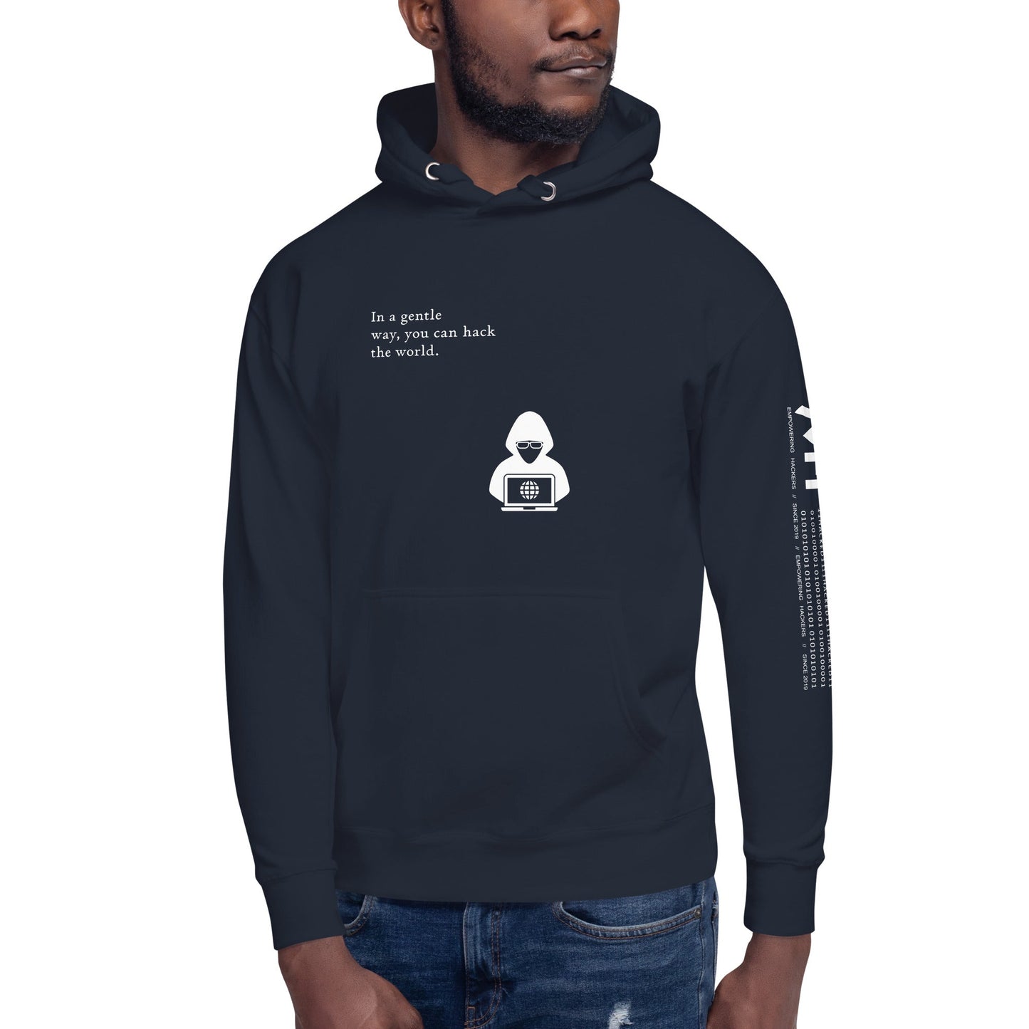 You can hack the world - Unisex Hoodie (back print) by DarkByteGear