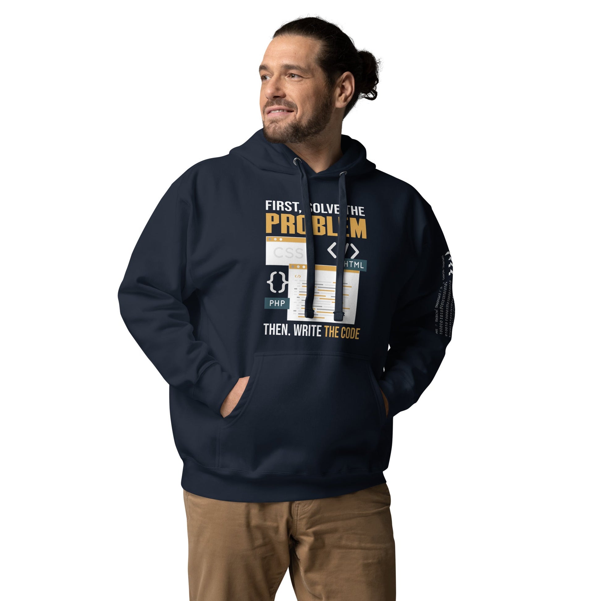 First, Solve the problem; then, Write the code V2 - Unisex Hoodie by DarkByteGear