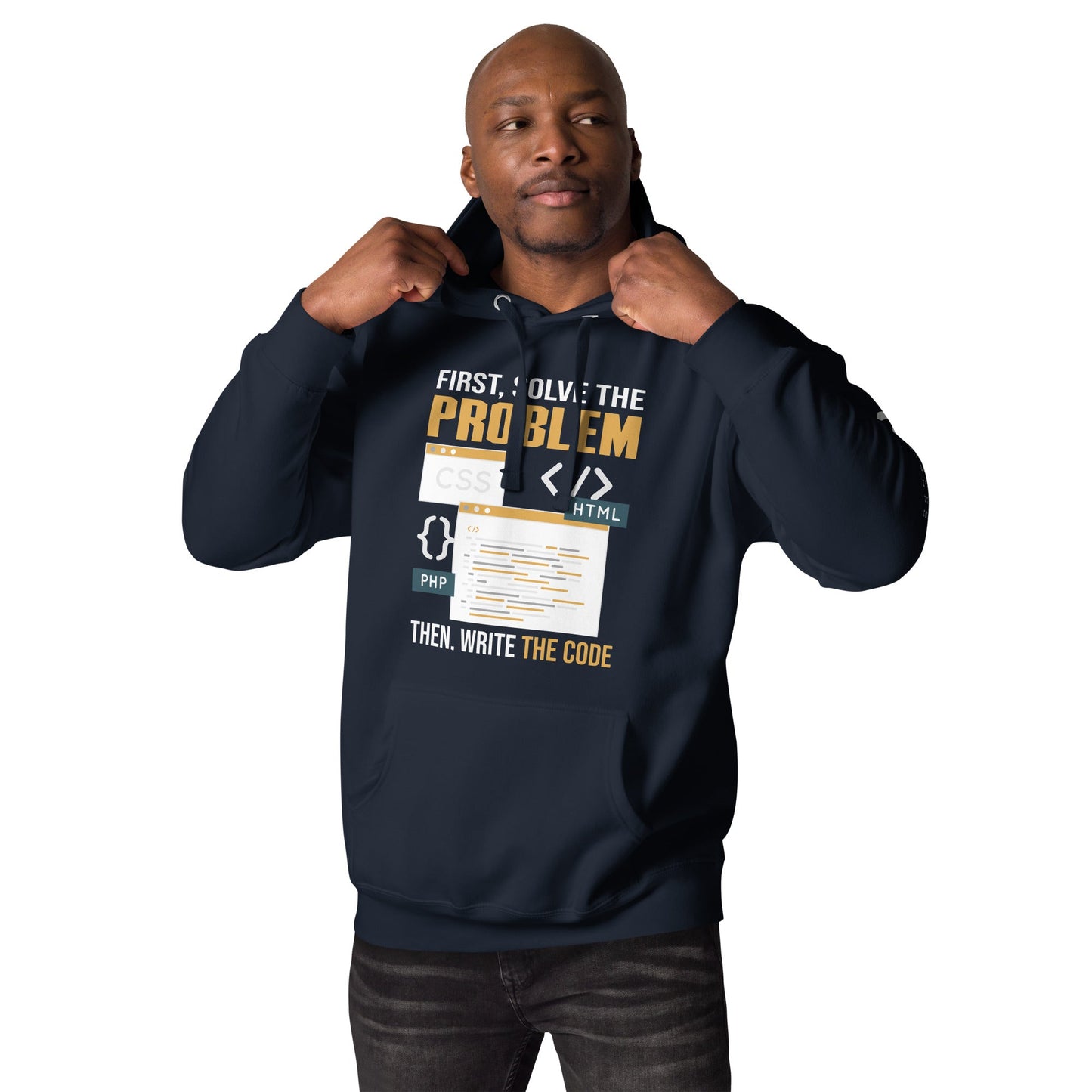First, Solve the problem; then, Write the code V2 - Unisex Hoodie by DarkByteGear