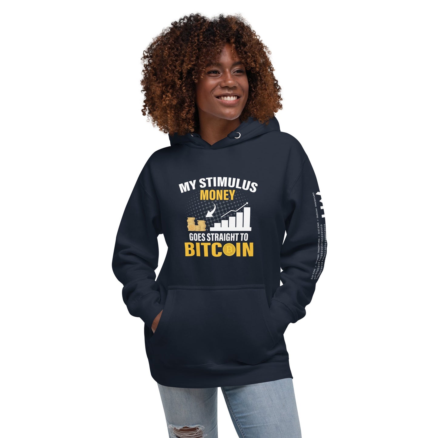 My Stimulus Money Goes Straight to Bitcoin Unisex Hoodie by DarkByteGear