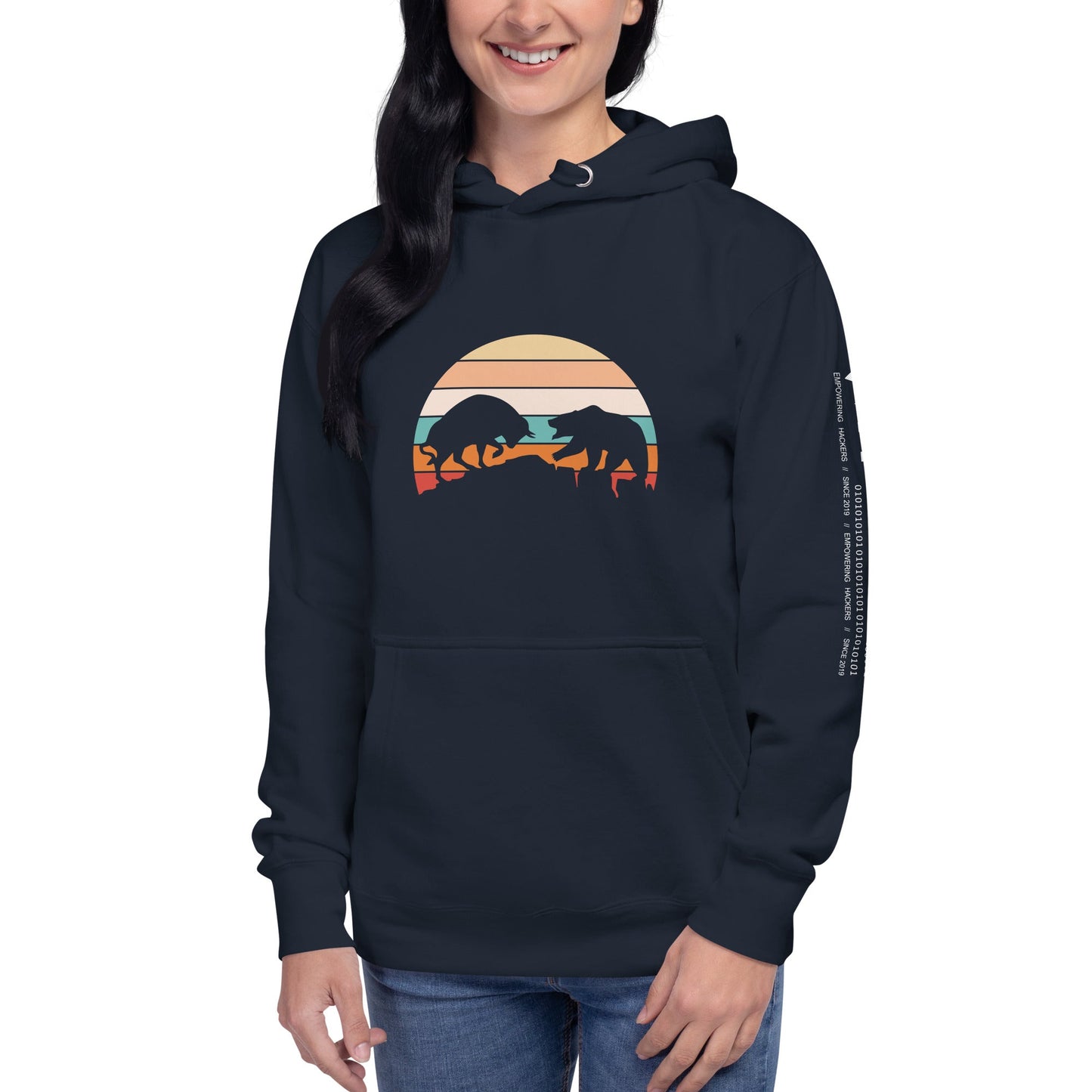 Bull Bear Fight in Sunset - Unisex Hoodie by DarkByteGear
