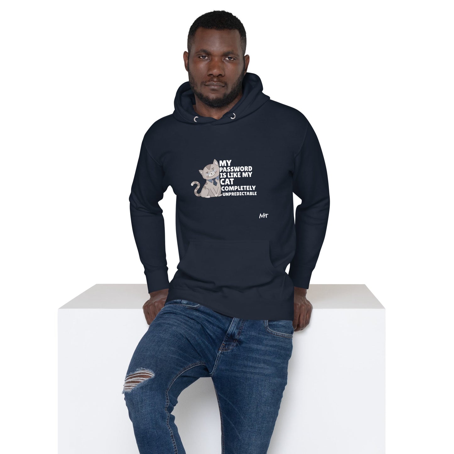 My password is like my cat completely unpredictable - Unisex Hoodie by DarkByteGear