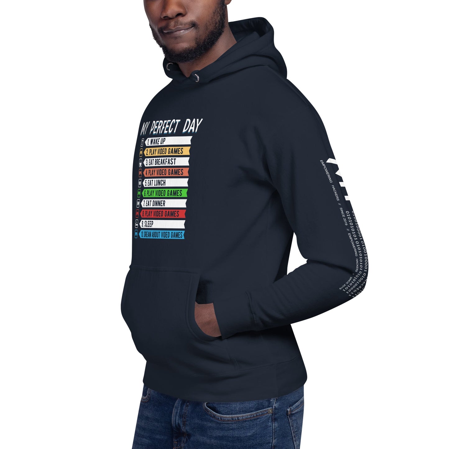 My perfect day wake up play video games Unisex Hoodie by DarkByteGear