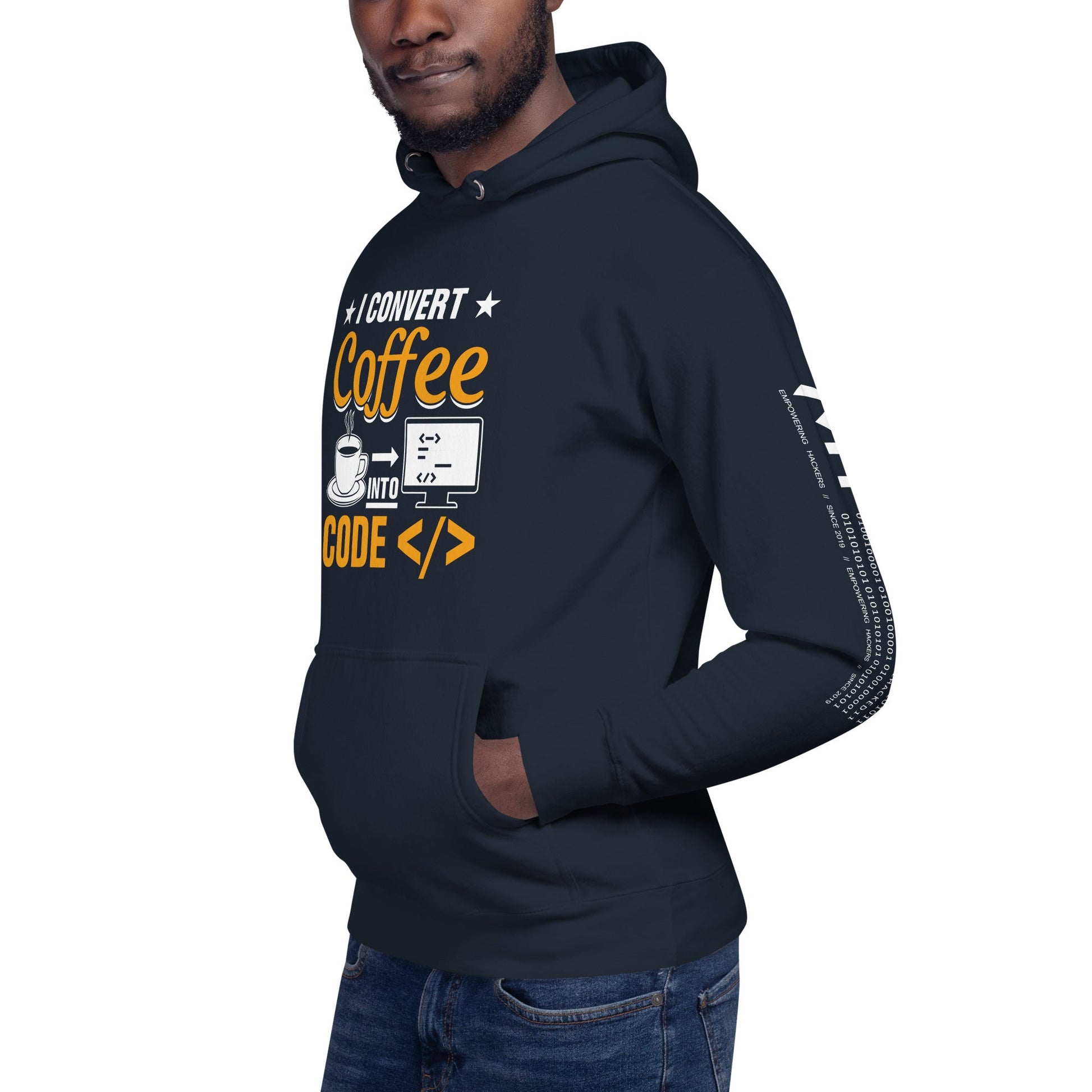 I Convert Coffee into Code </> - Unisex Hoodie by DarkByteGear