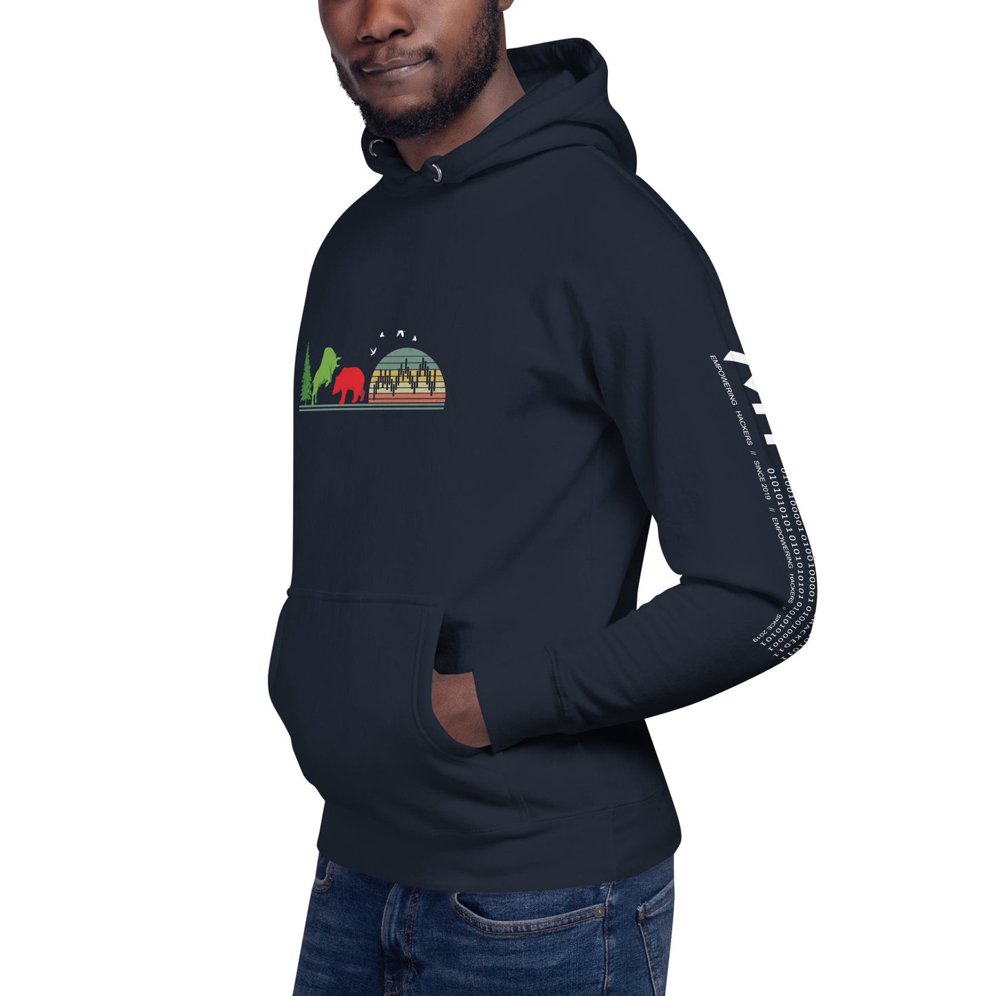 Pine tree Green Bull Read Bear Trading - Unisex Hoodie by DarkByteGear