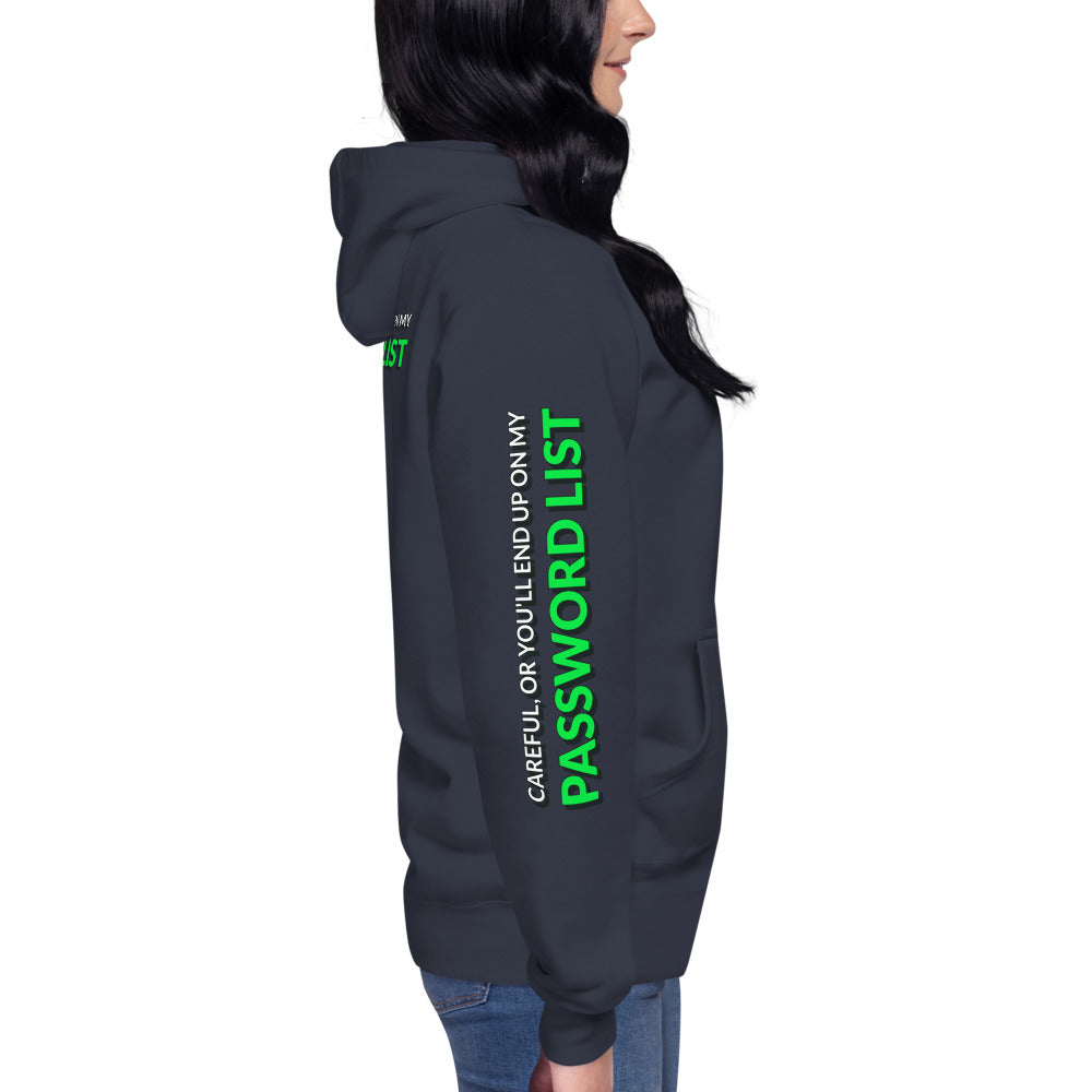 Password List - Unisex Hoodie (back print ) by DarkByteGear