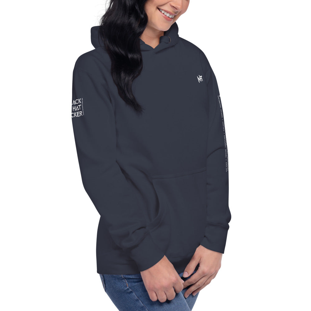 Black Hat Hacker - Unisex Hoodie (back print) by DarkByteGear