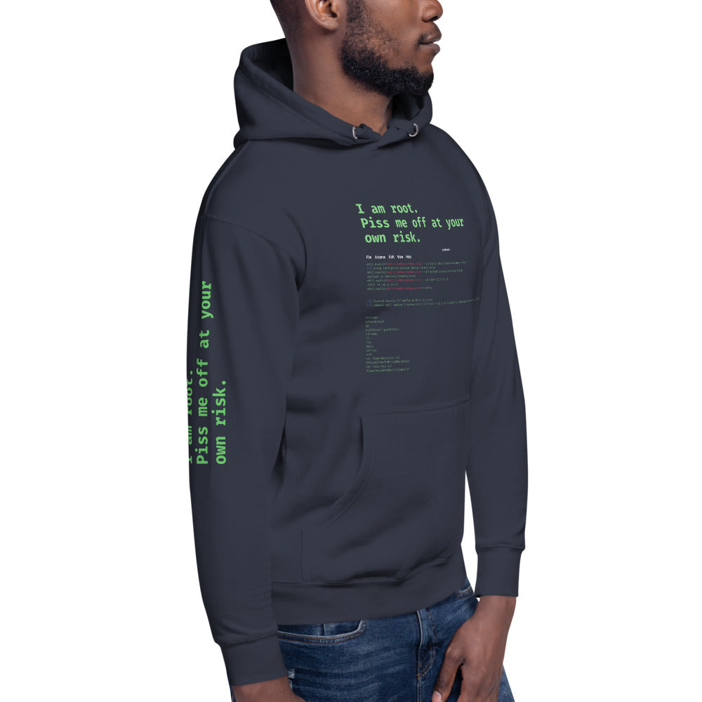 I am root. Piss me off at your own risk - Unisex Hoodie by DarkByteGear