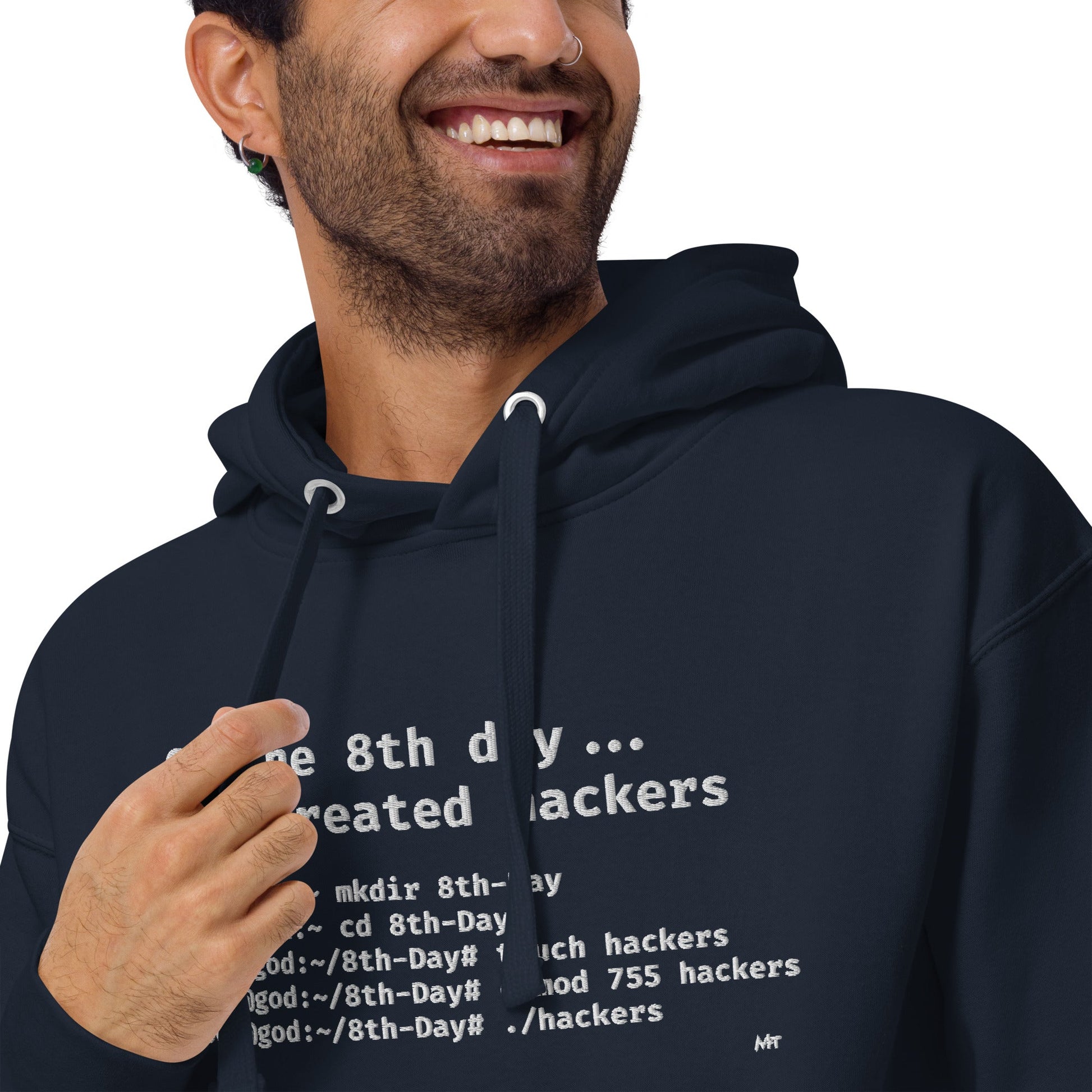 On the 8th day God created hackers - Unisex Hoodie (embroidered) by DarkByteGear