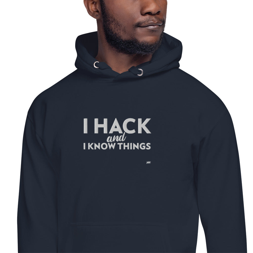 I hack and I know things - Unisex Hoodie (embroidered) by DarkByteGear
