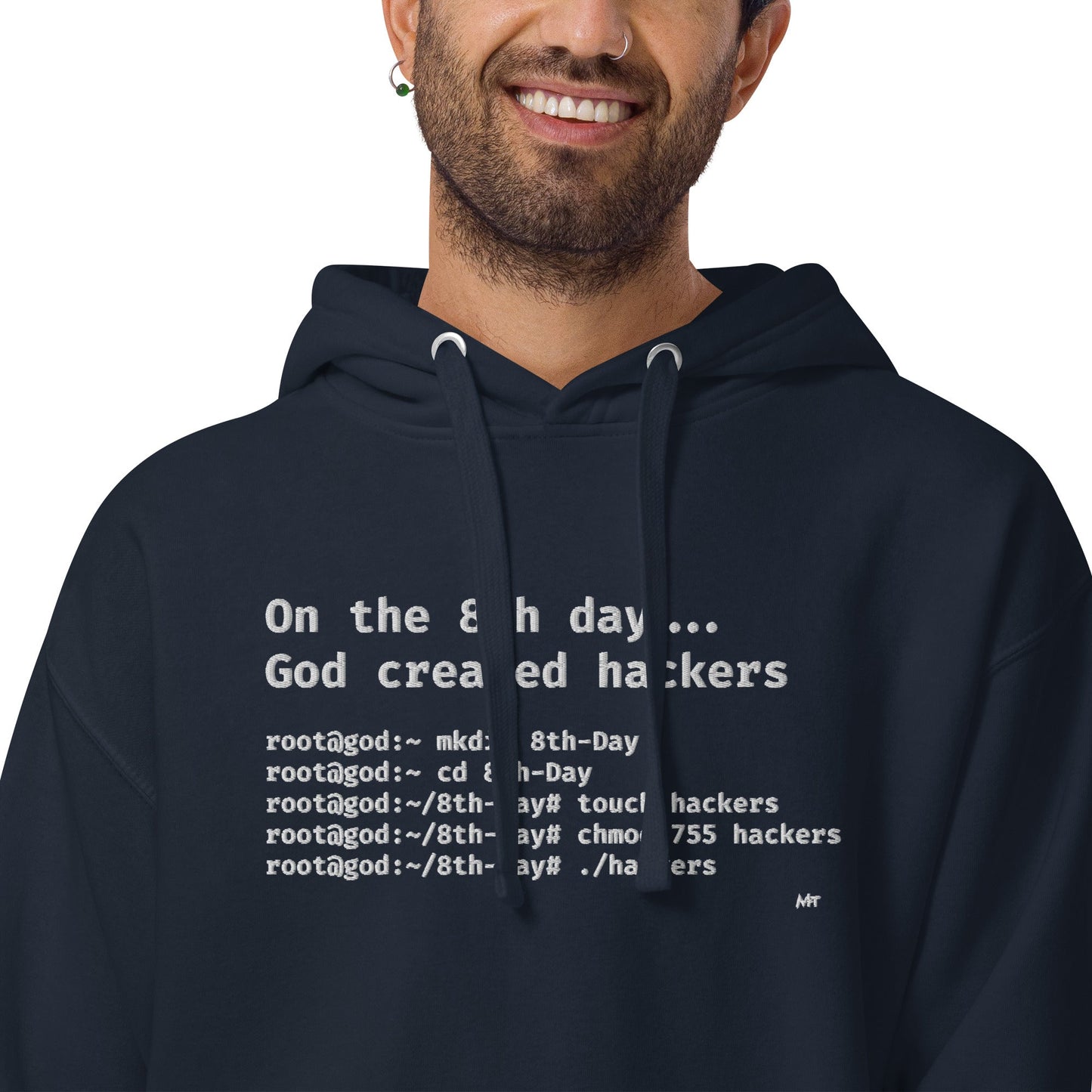 On the 8th day God created hackers - Unisex Hoodie (embroidered) by DarkByteGear