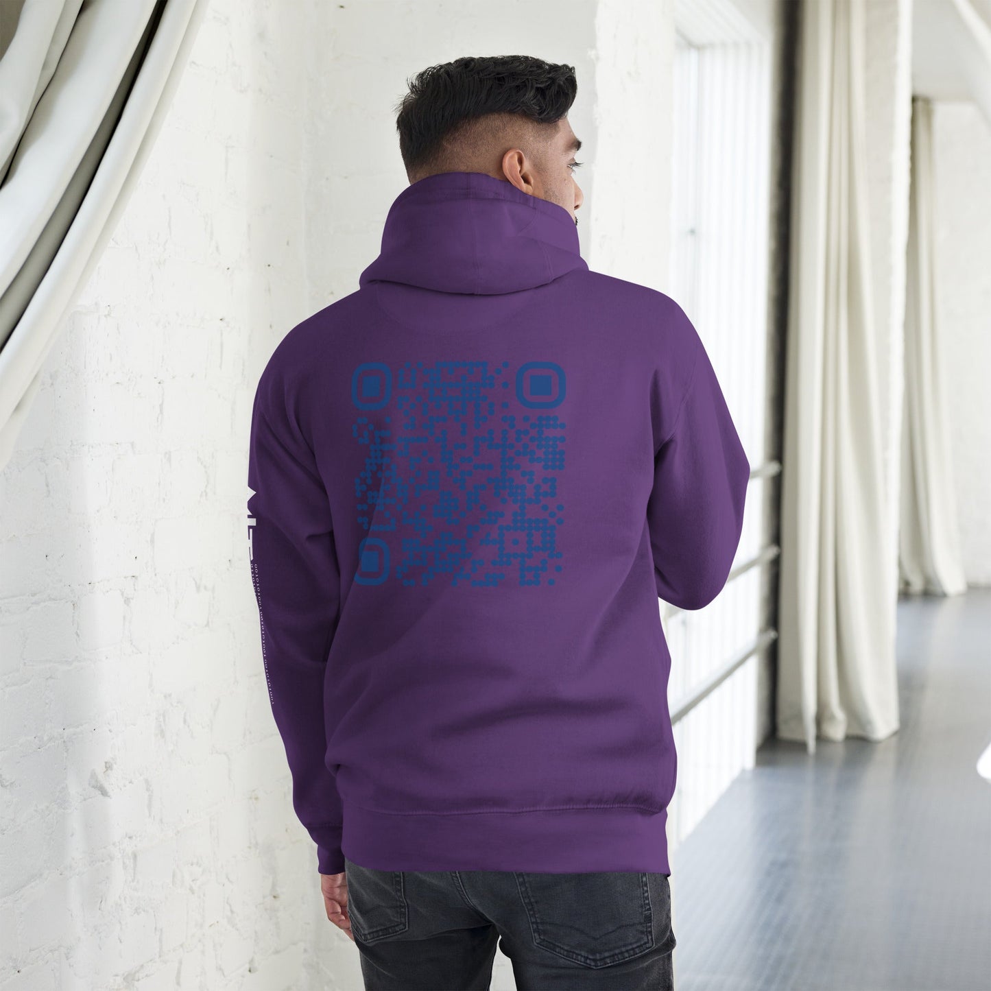 Who's the New Kid, Hacker, Developer, Gamer, Crypto King (Blue Cyber) - Unisex Hoodie Personalized QR Code by DarkByteGear