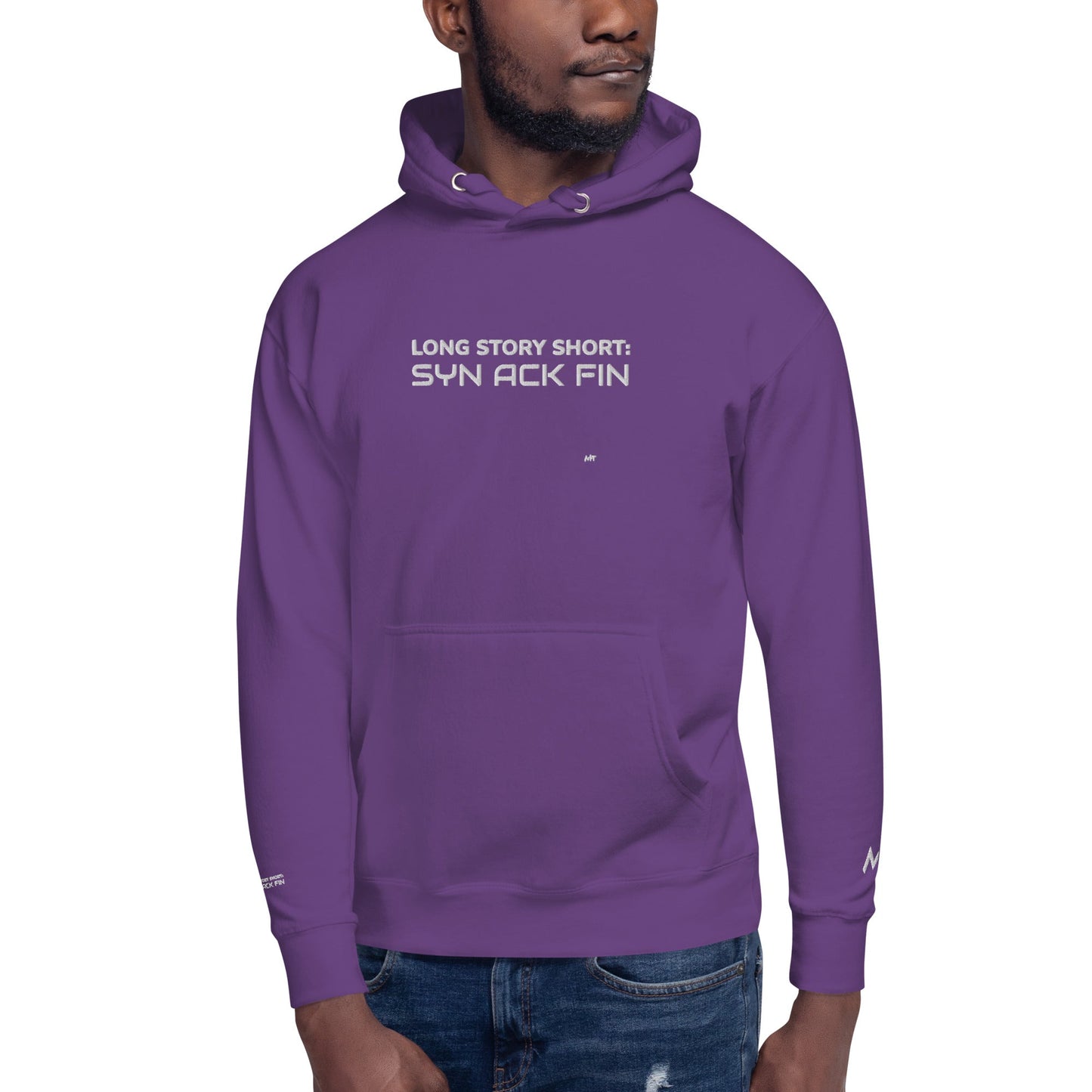 Long story short - Syn Ack Fin - Unisex Hoodie (Embroidery) by DarkByteGear