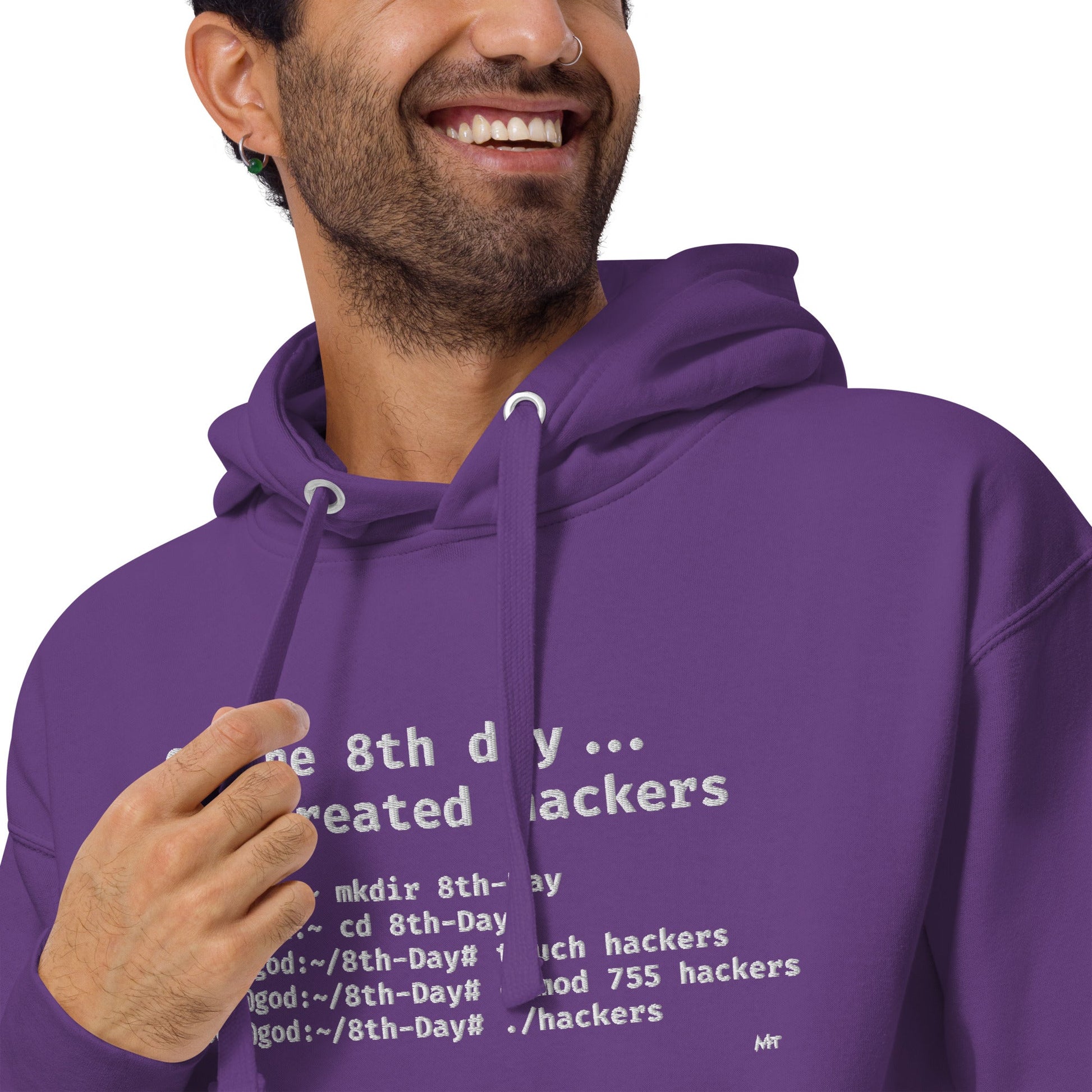 On the 8th day God created hackers - Unisex Hoodie (embroidered) by DarkByteGear