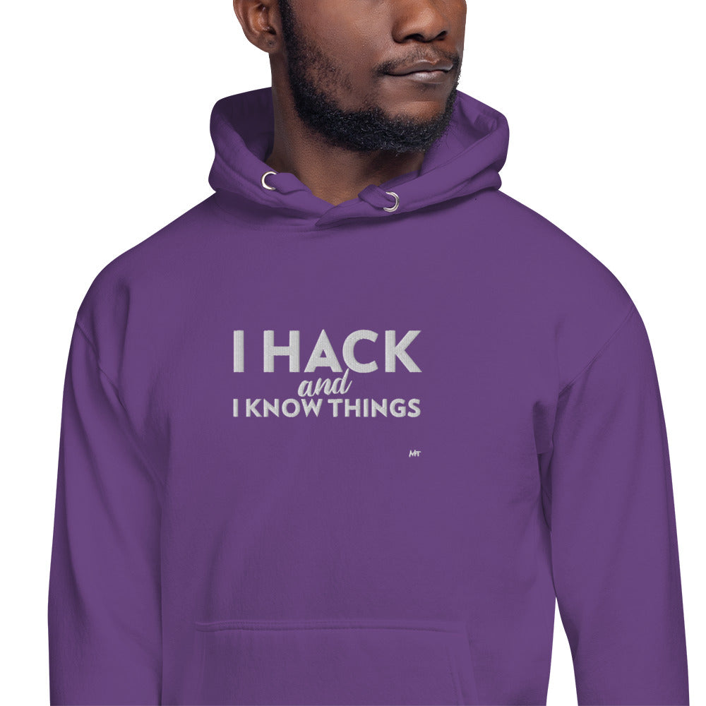 I hack and I know things - Unisex Hoodie (embroidered) by DarkByteGear