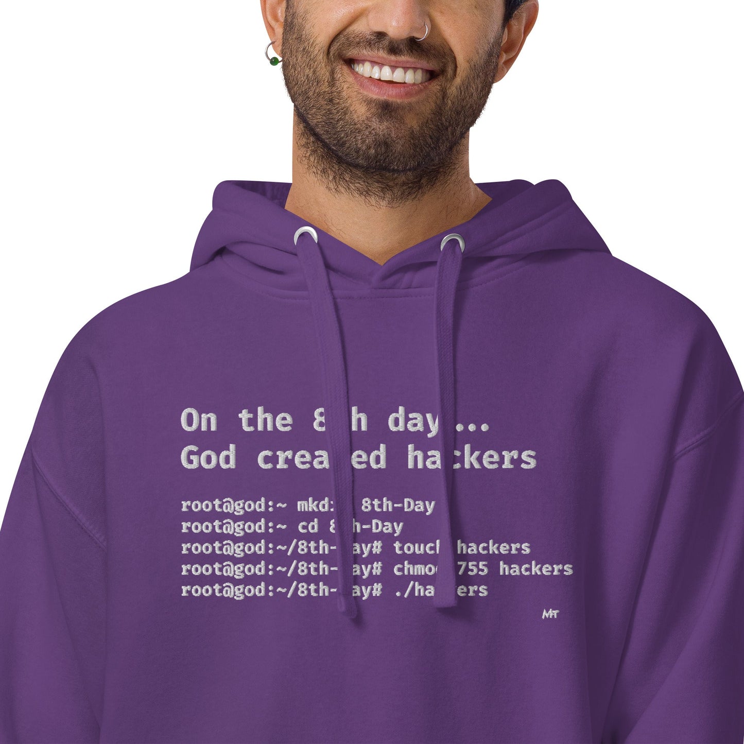 On the 8th day God created hackers - Unisex Hoodie (embroidered) by DarkByteGear