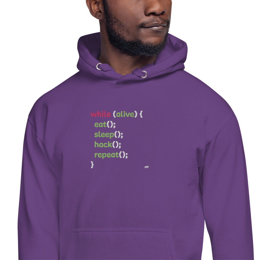 Eat sleep hack repeat - Unisex Hoodie (embroidered) by DarkByteGear