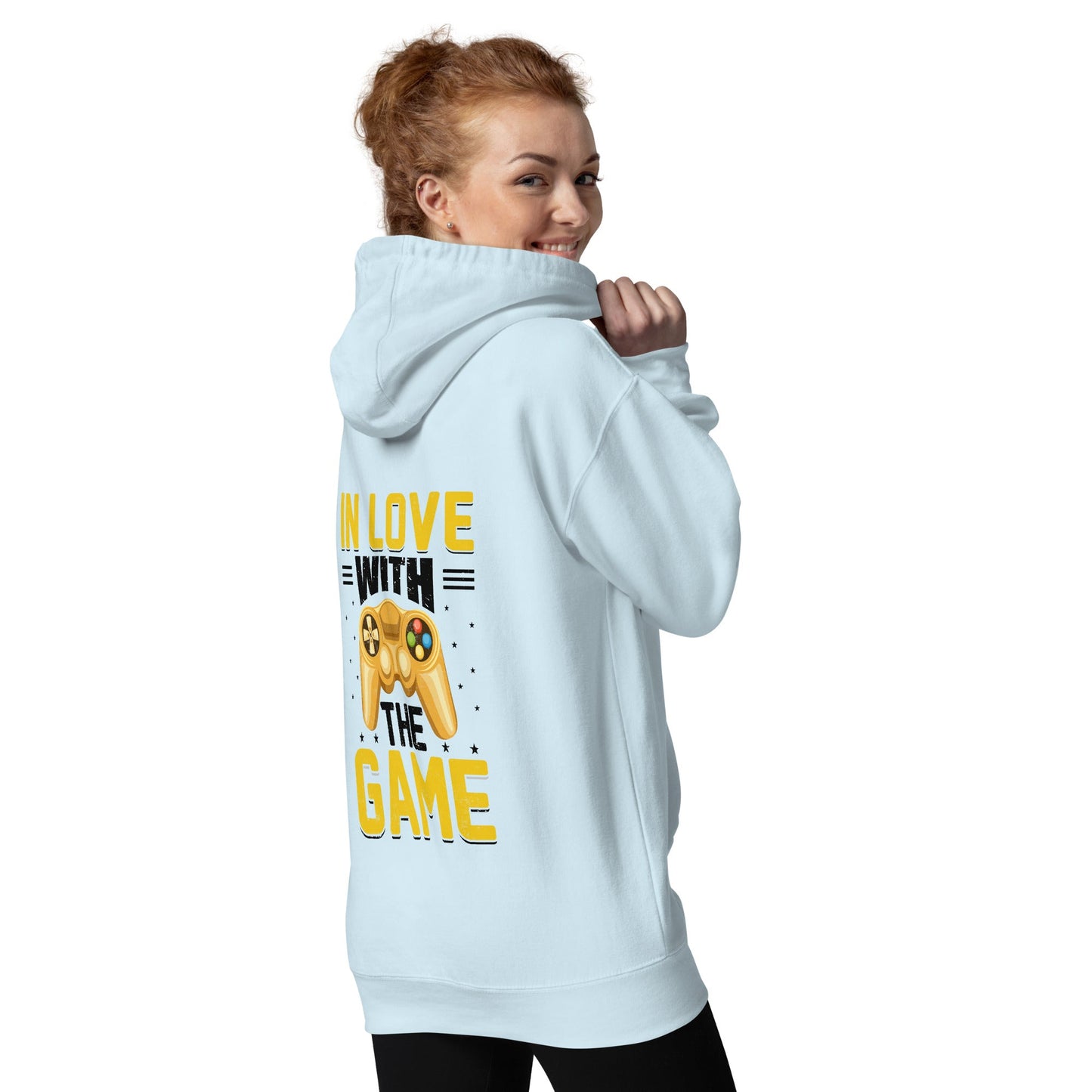 In Love With The Game in Dark Text - Unisex Hoodie ( Back Print ) by DarkByteGear