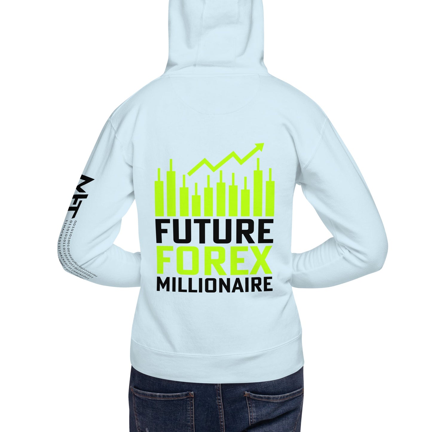 Future Forex Millionaire in Dark Text - Unisex Hoodie ( Back Print ) by DarkByteGear