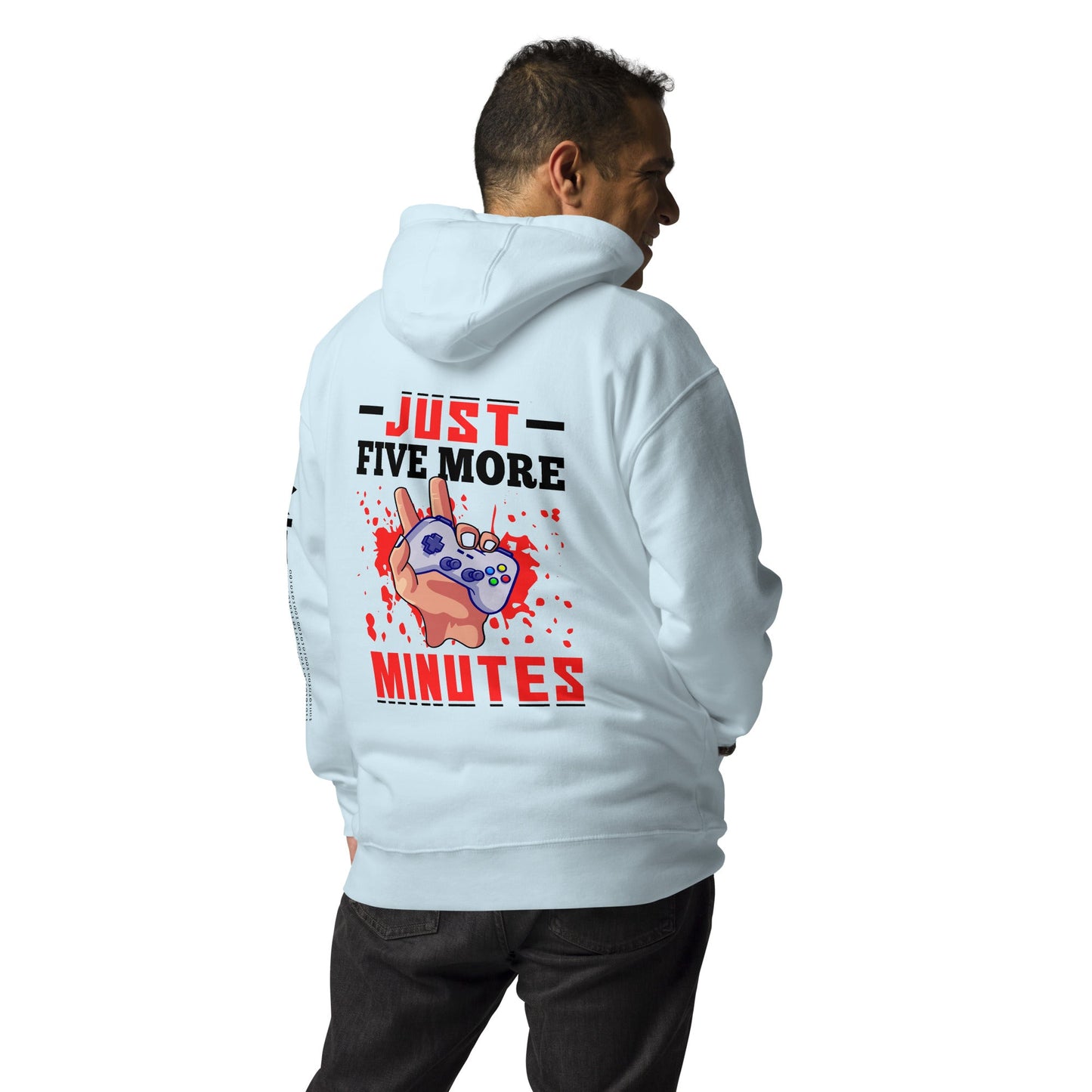 Just 5 more Minutes Rima in Dark Text - Unisex Hoodie ( Back Print ) by DarkByteGear